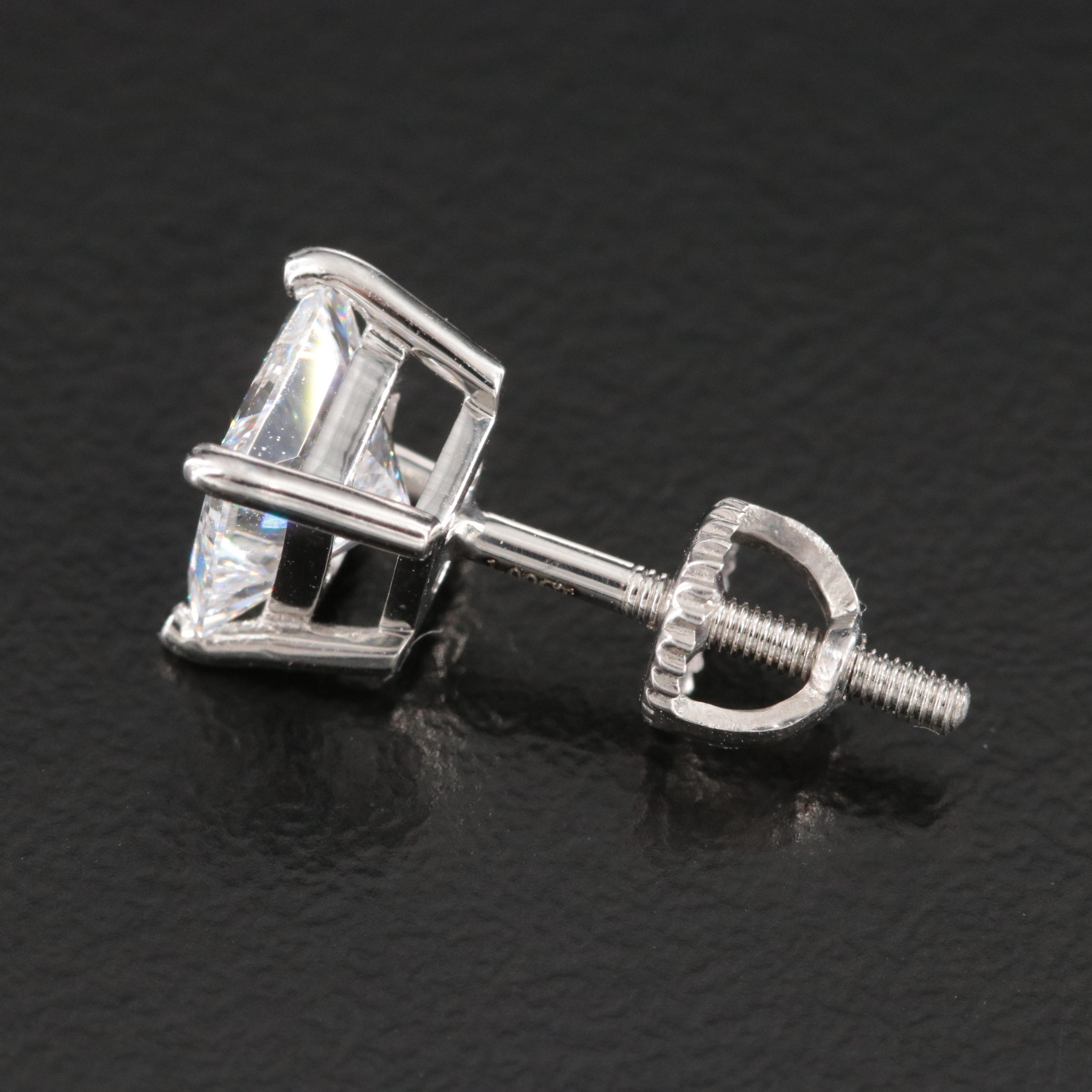 Platinum 2.00 CTW Lab Grown Diamond Stud Earrings with IGI Reports