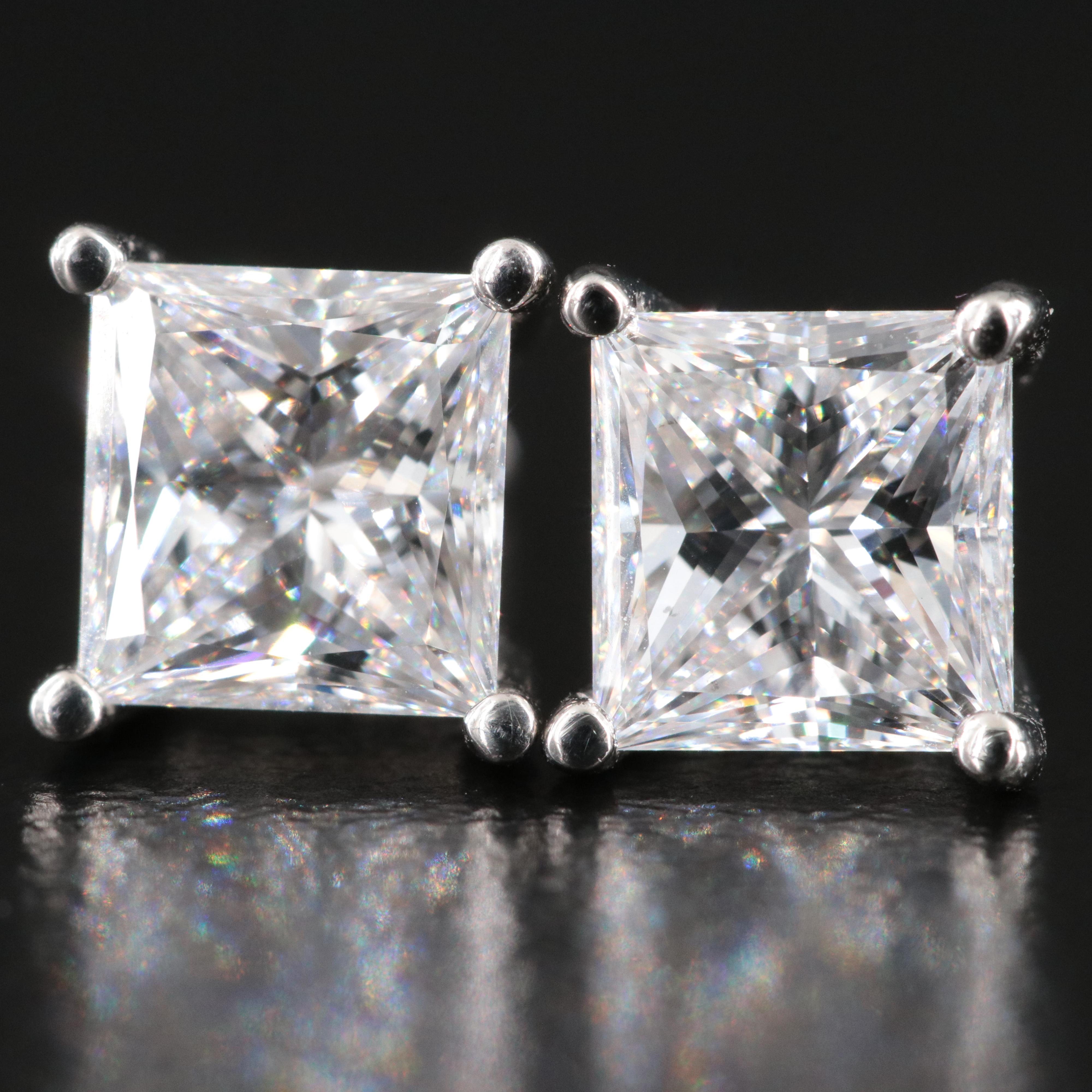 Platinum 2.00 CTW Lab Grown Diamond Stud Earrings with IGI Reports