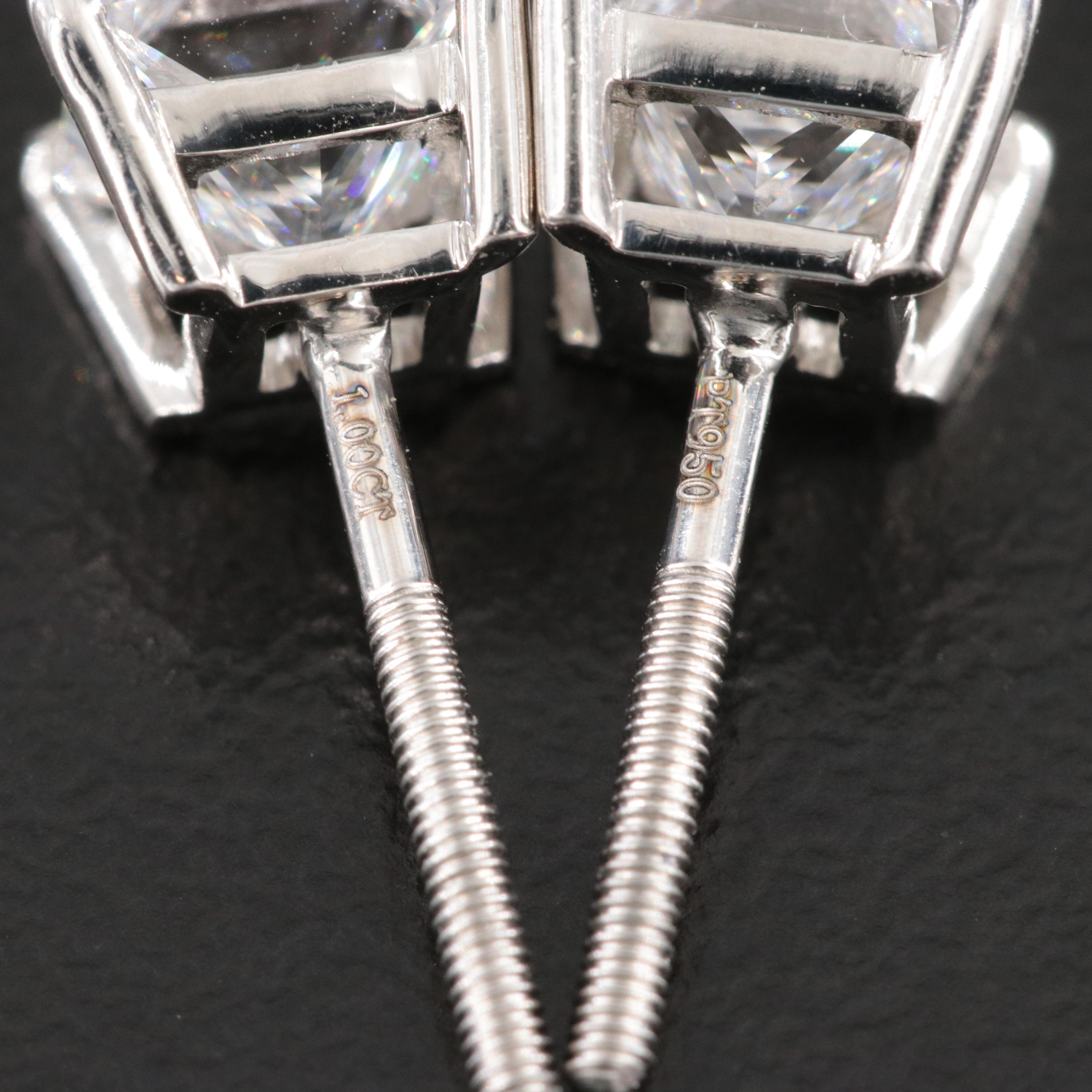 Platinum 2.00 CTW Lab Grown Diamond Stud Earrings with IGI Reports