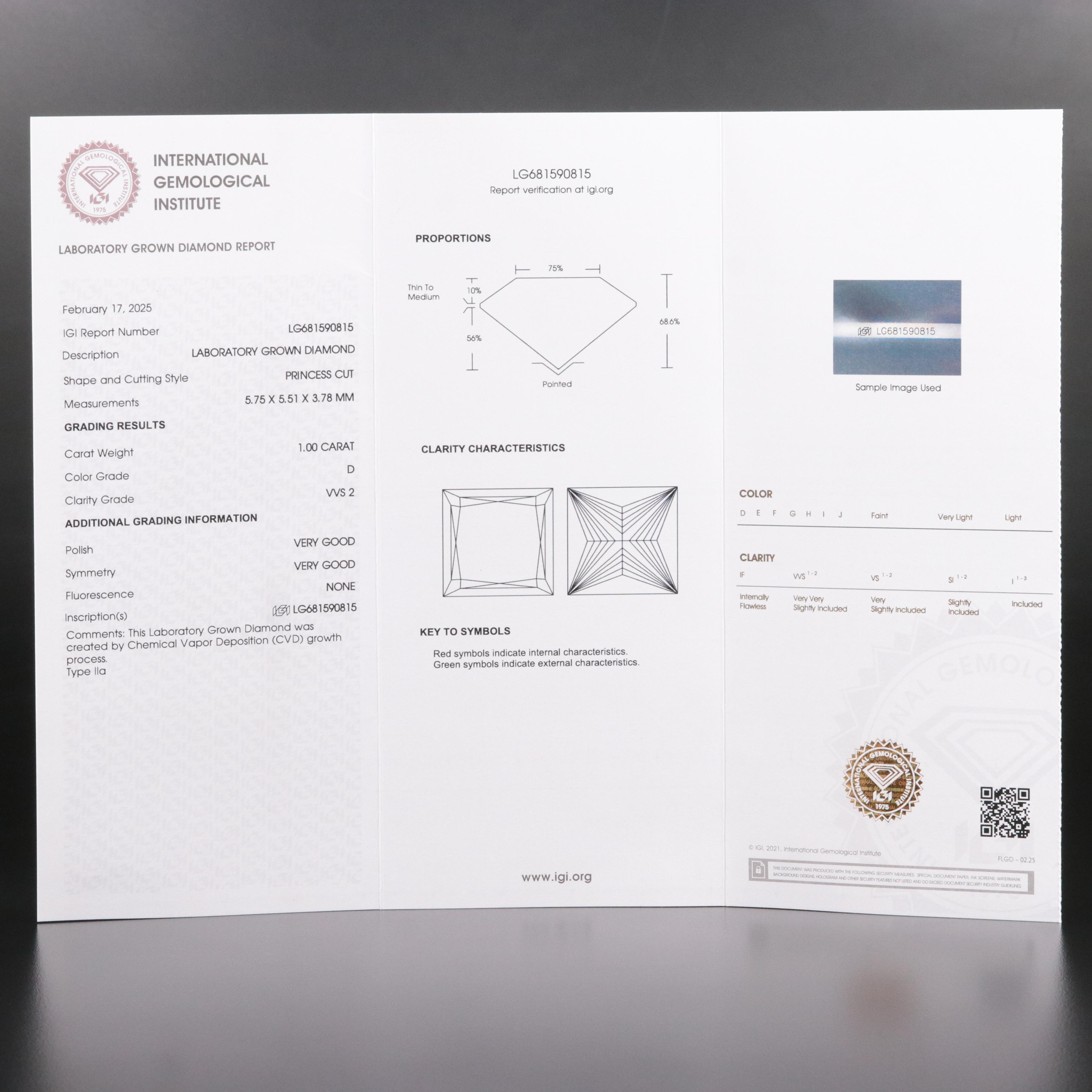 Platinum 2.00 CTW Lab Grown Diamond Stud Earrings with IGI Reports