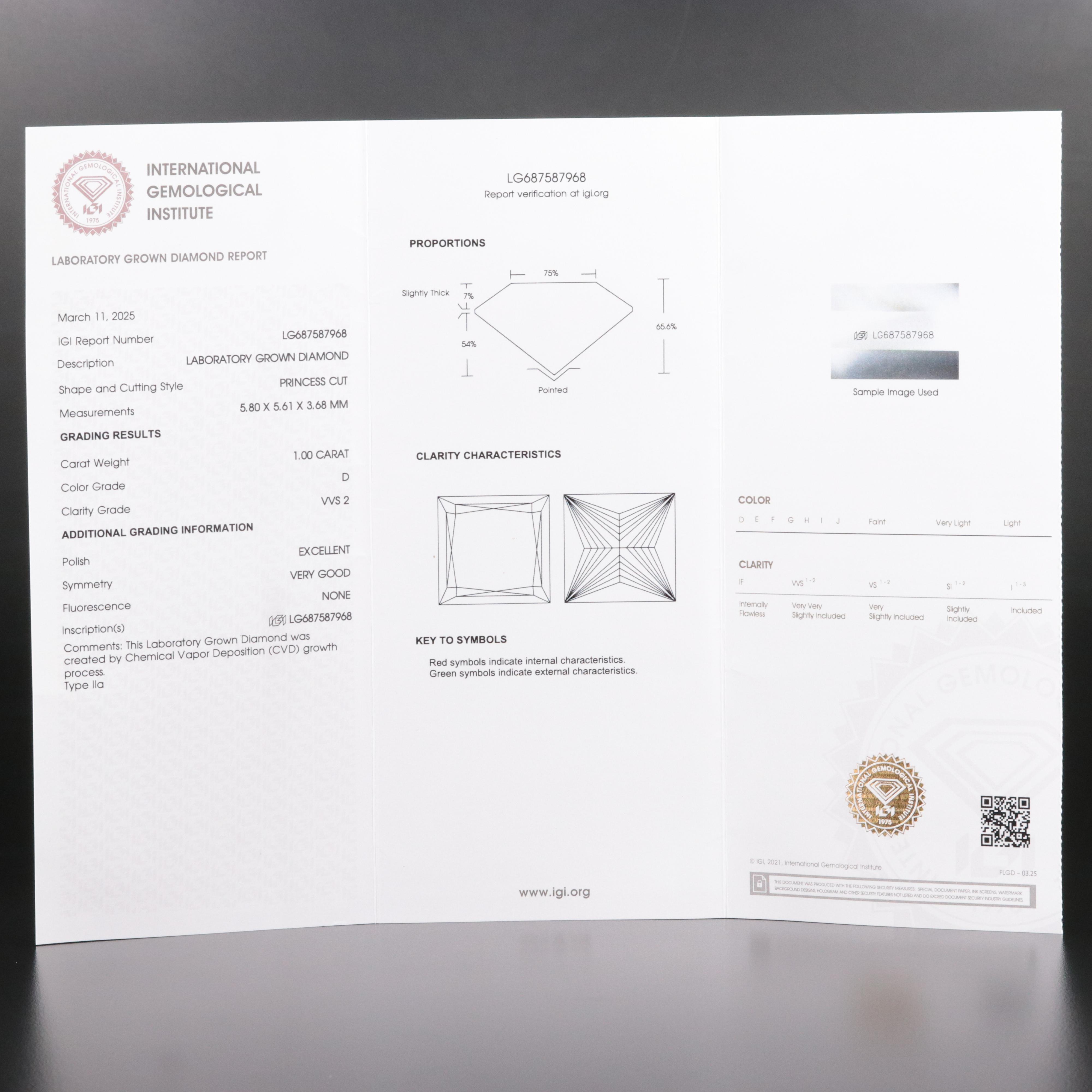 Platinum 2.00 CTW Lab Grown Diamond Stud Earrings with IGI Reports