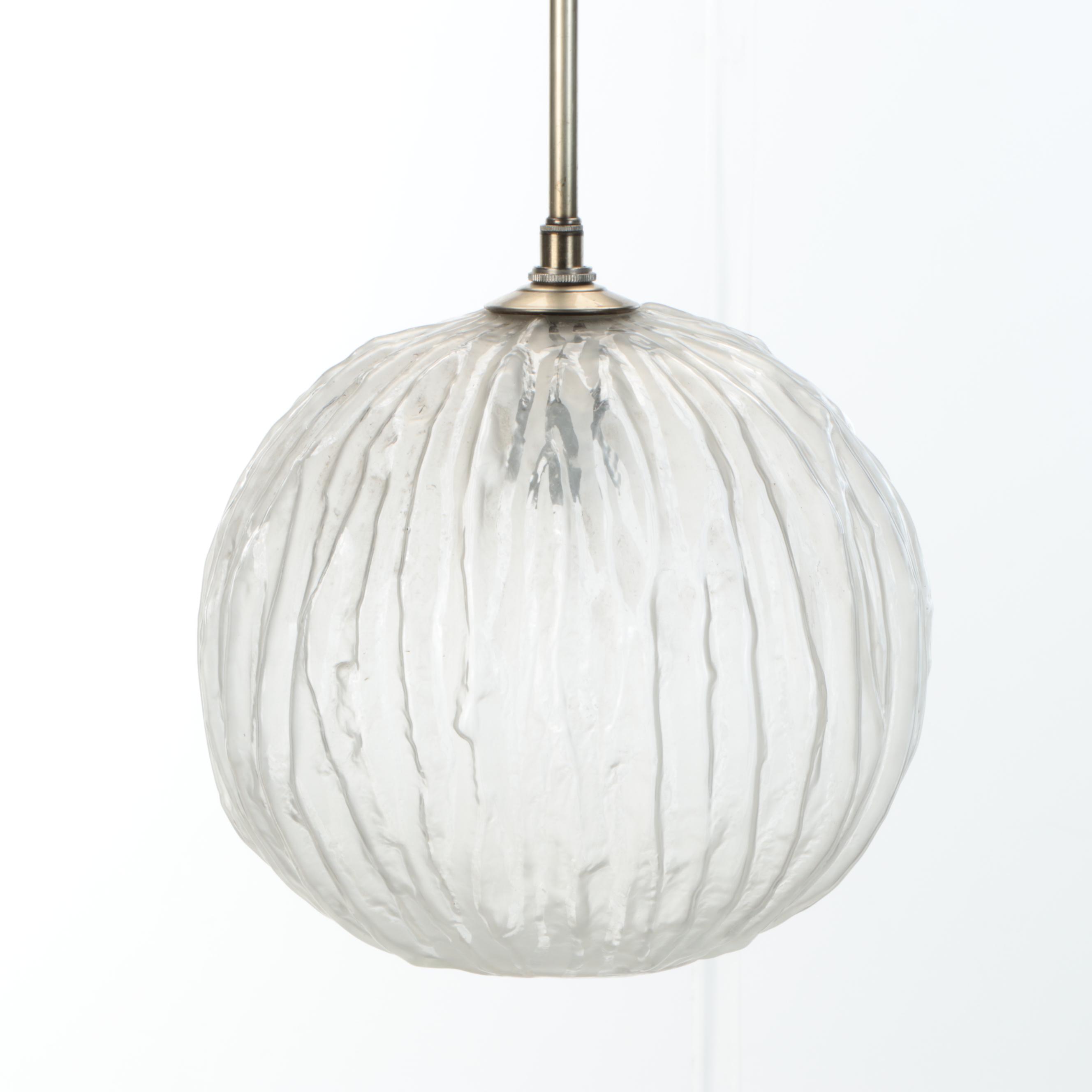 Italian Murano Mid Century Frosted Glass Pendants, Vintage