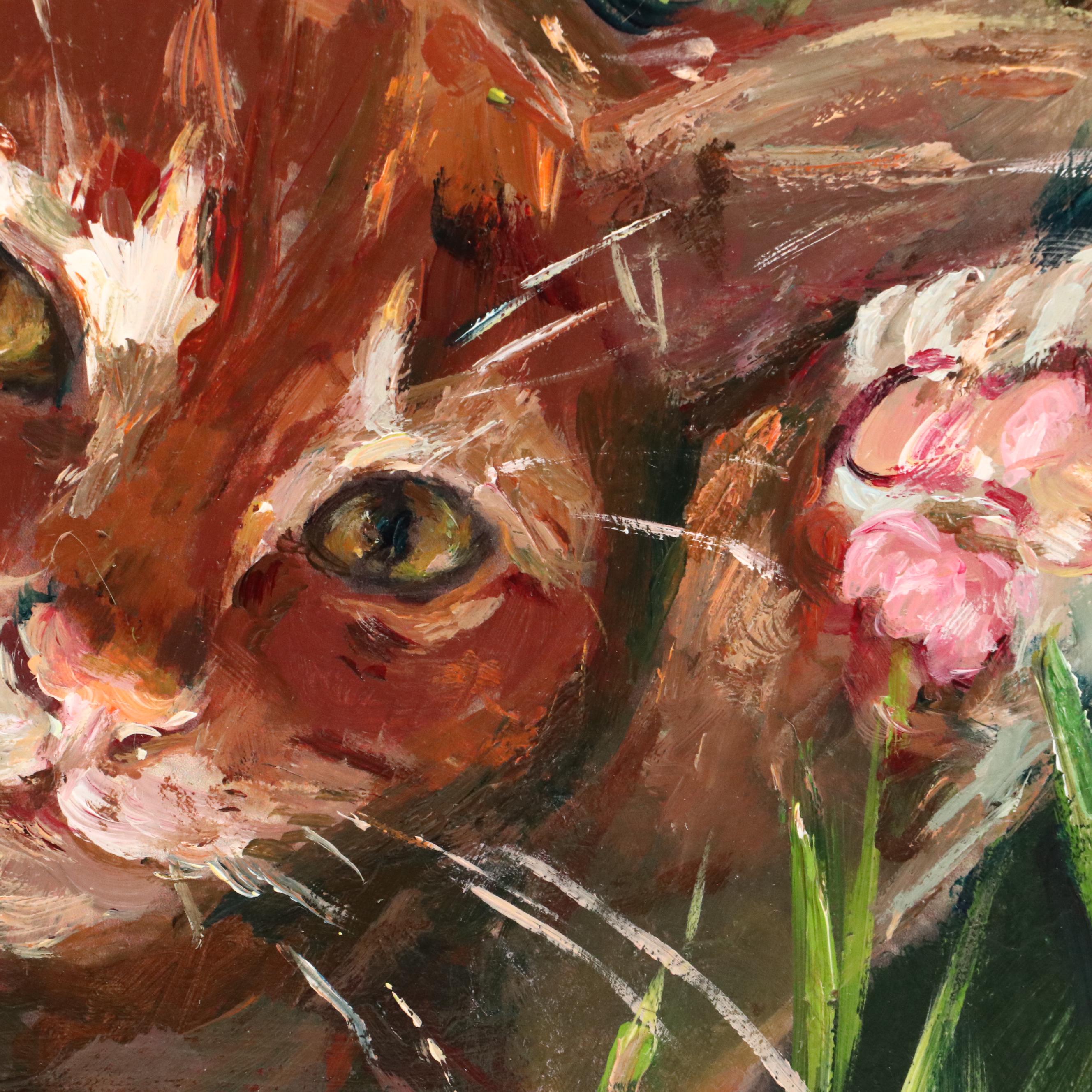 Adam Deda Oil Painting of Cat "Bathed in Sunlight," 2025