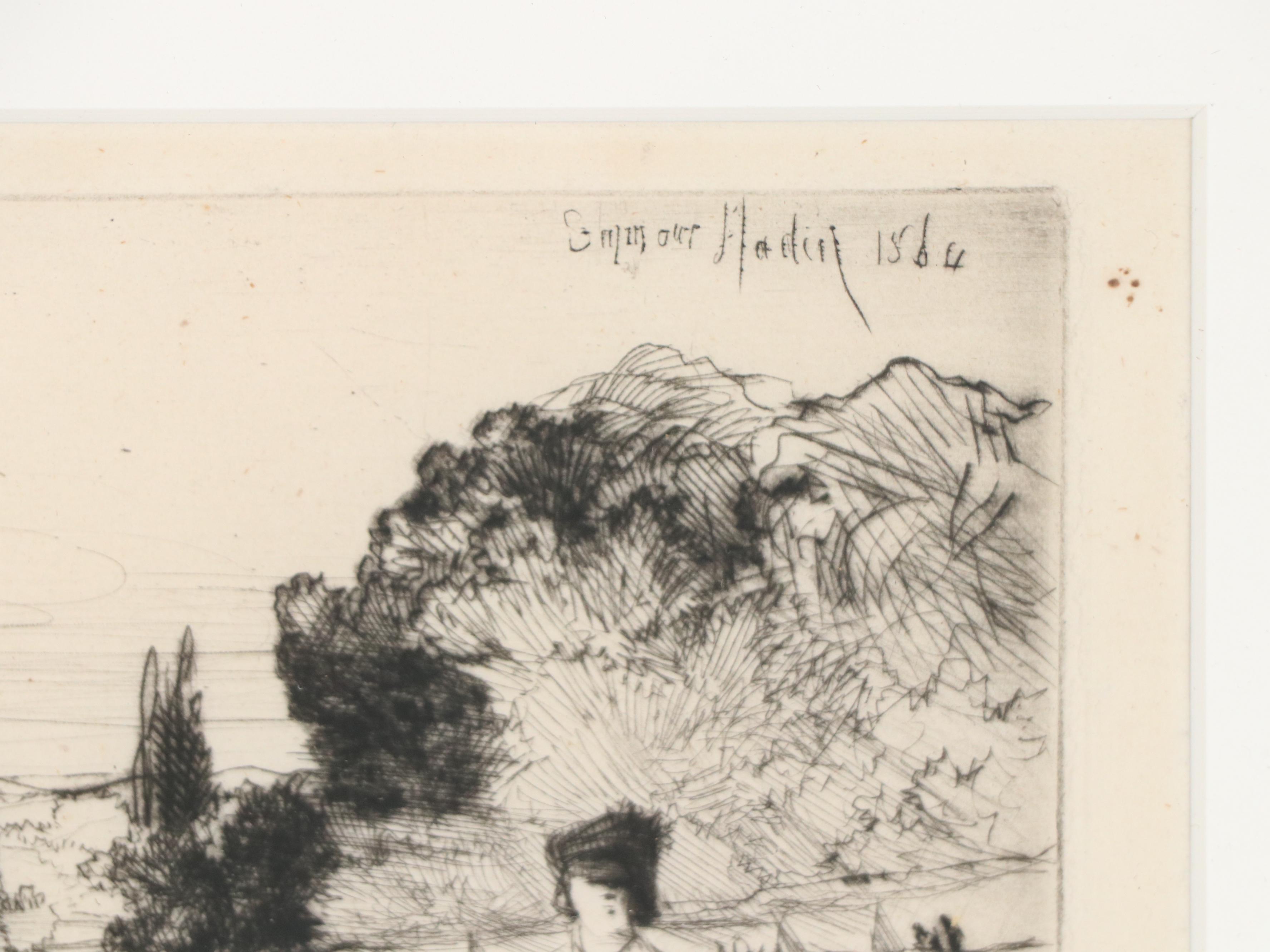 Sir Francis Seymour Haden Etching "Hampton Court," 1864