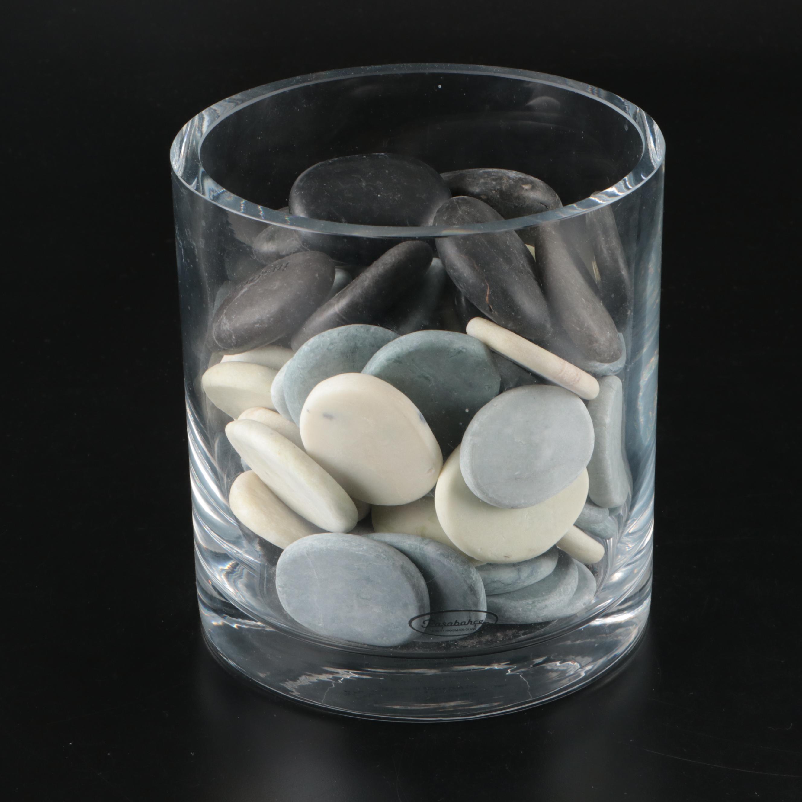 Paşabahçe Crystal and Other Glass Vases with Pebbles and Marbles