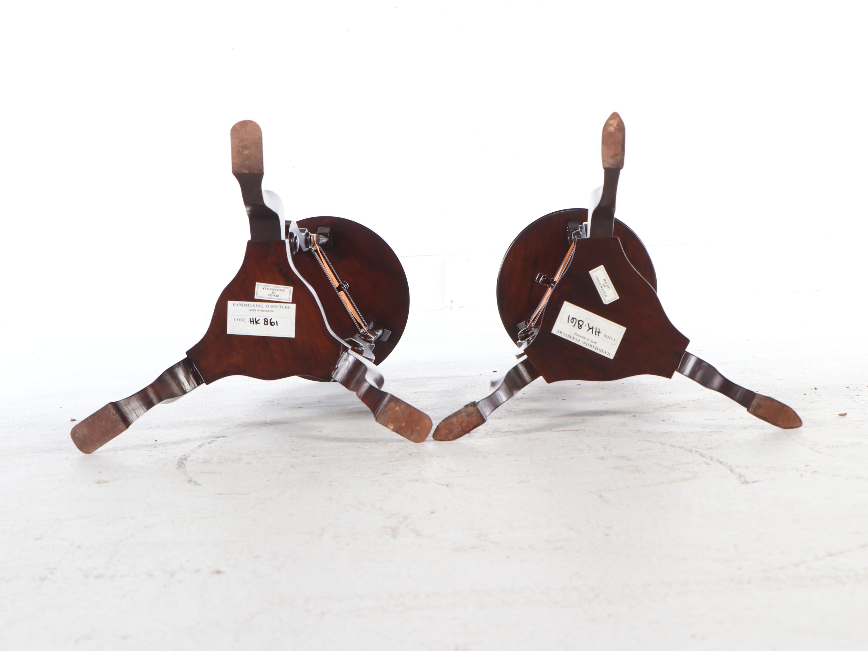 Pair of Queen Anne Style Mahogany Candlestands