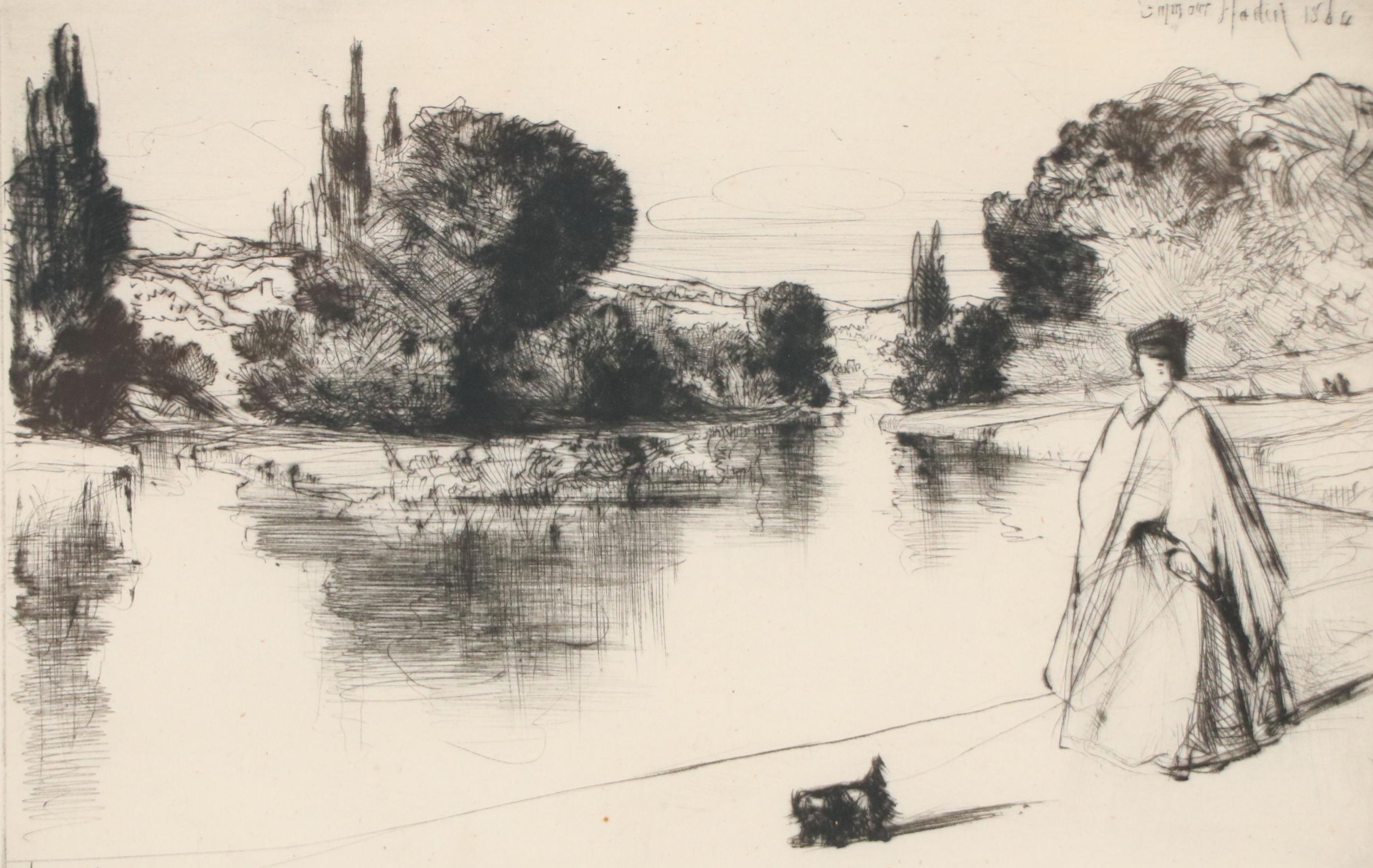 Sir Francis Seymour Haden Etching "Hampton Court," 1864