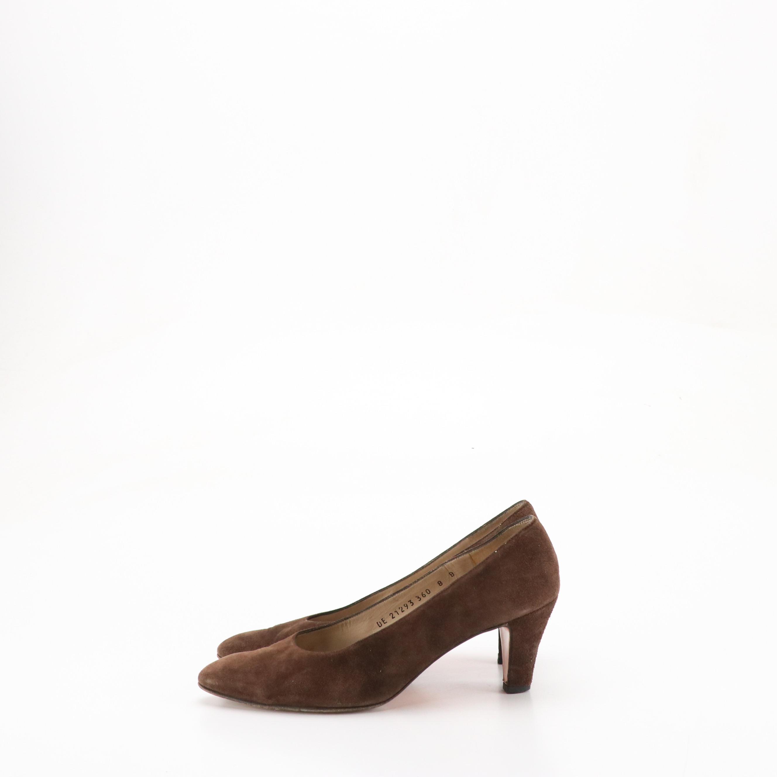 Salvatore Ferragamo Vintage Chocolate Brown Suede Pumps