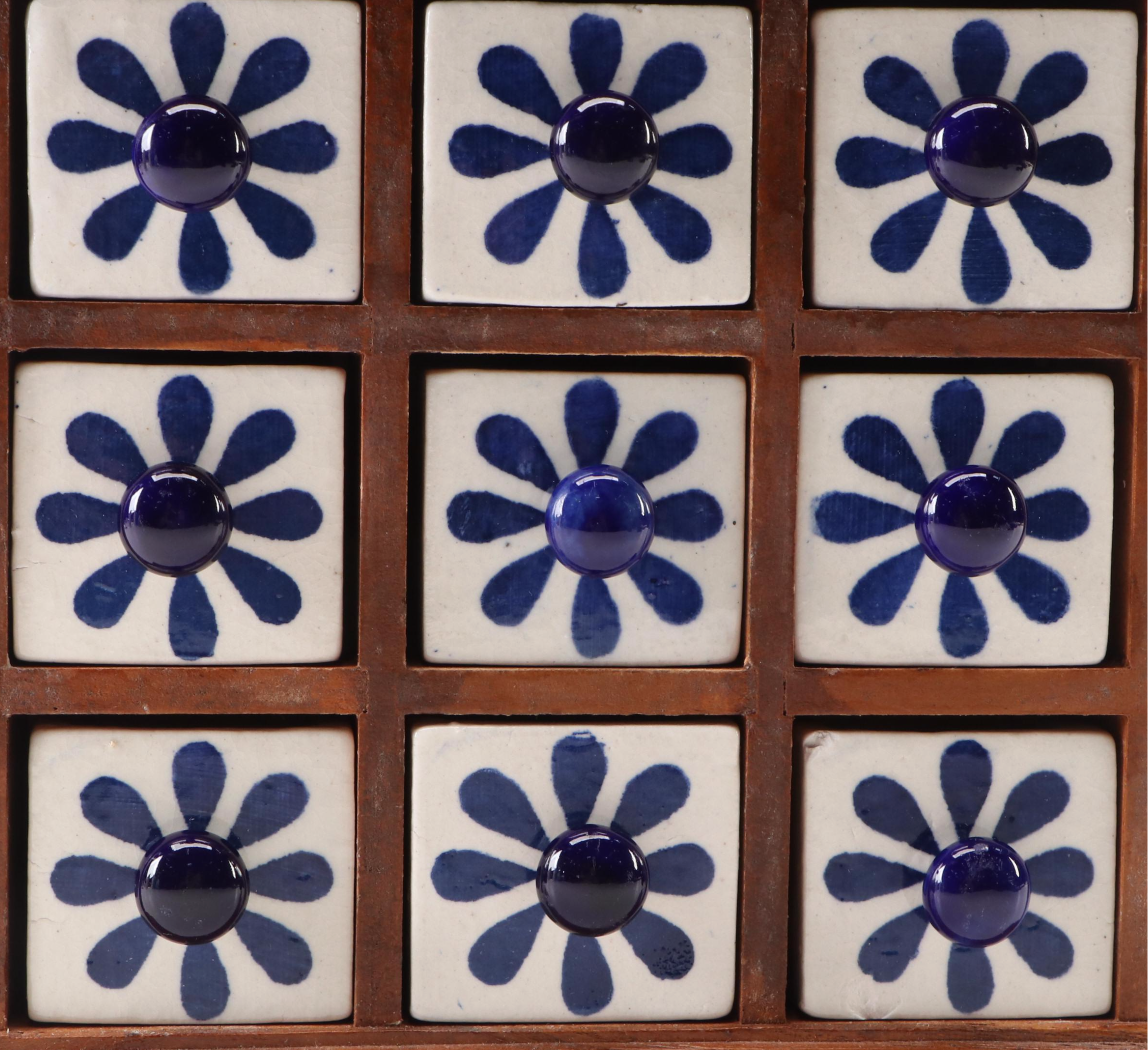 Blue and White Ceramic Drawer Apothecary Cabinet
