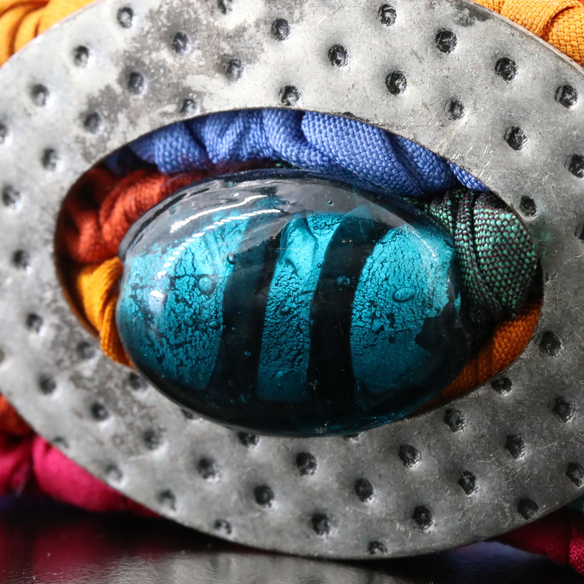 Woven Falona, Glass and Metal Bracelet