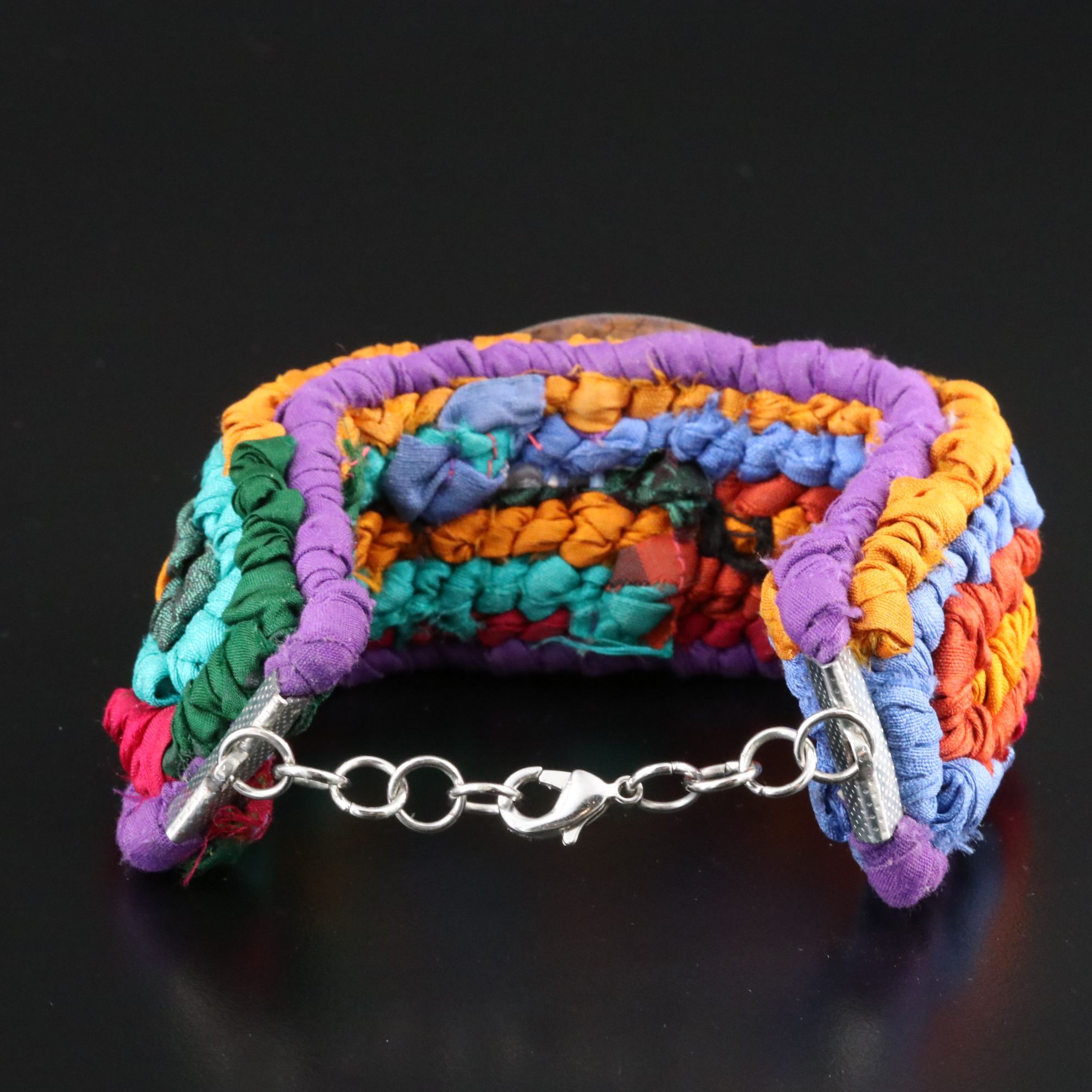 Woven Falona, Glass and Metal Bracelet
