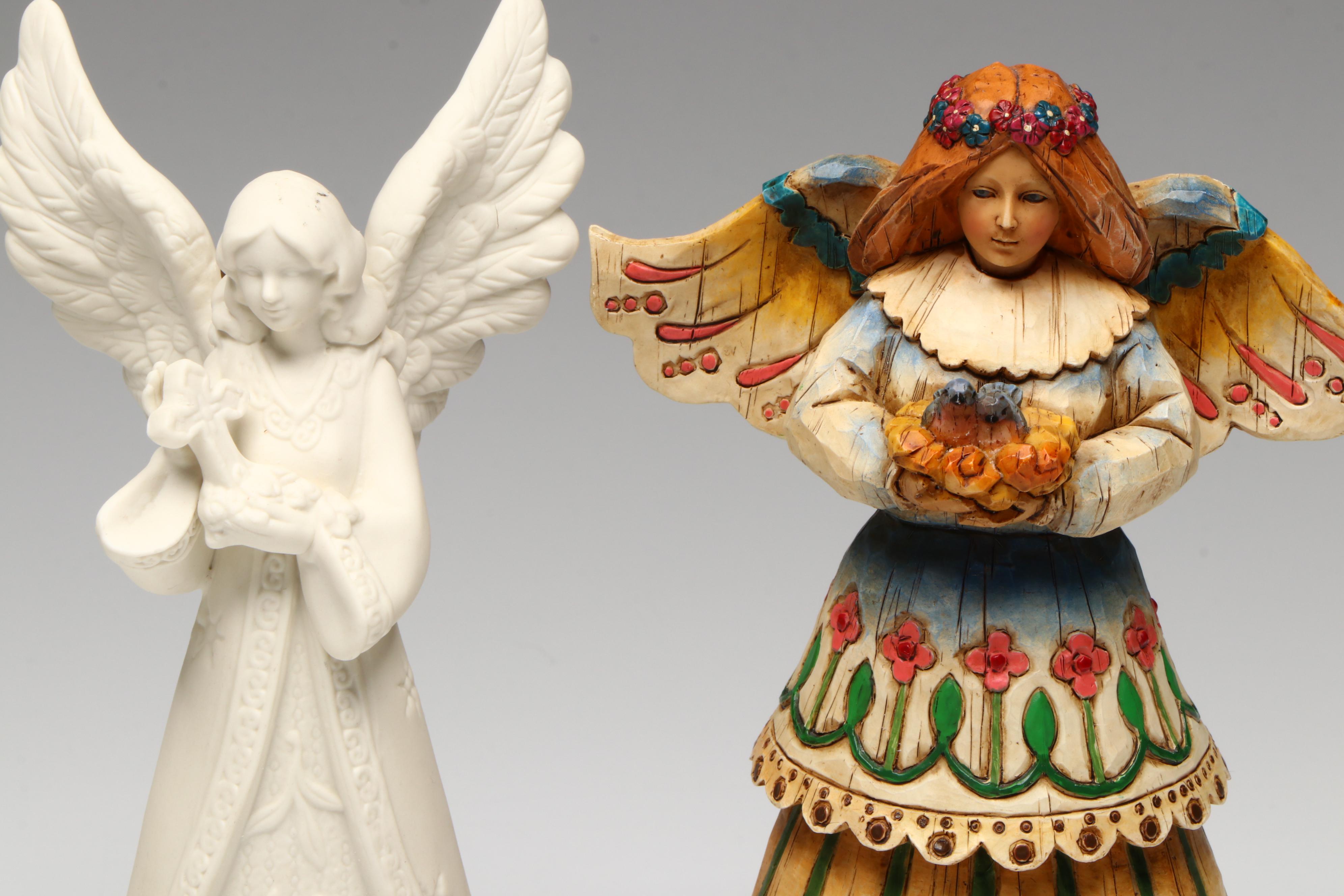 Jim Shore "Angel of Love" with More Resin and Bisque Angel Figurines
