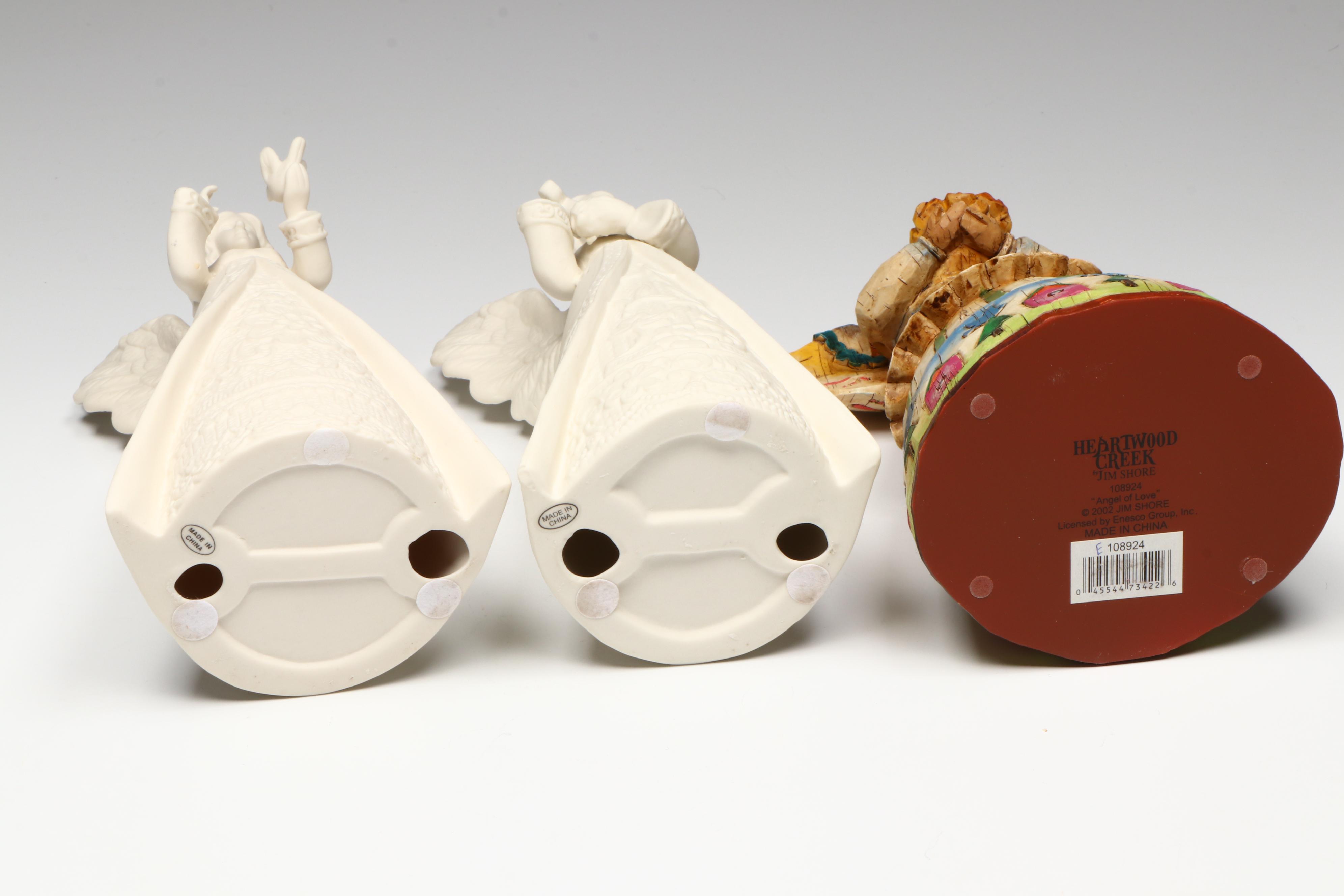 Jim Shore "Angel of Love" with More Resin and Bisque Angel Figurines
