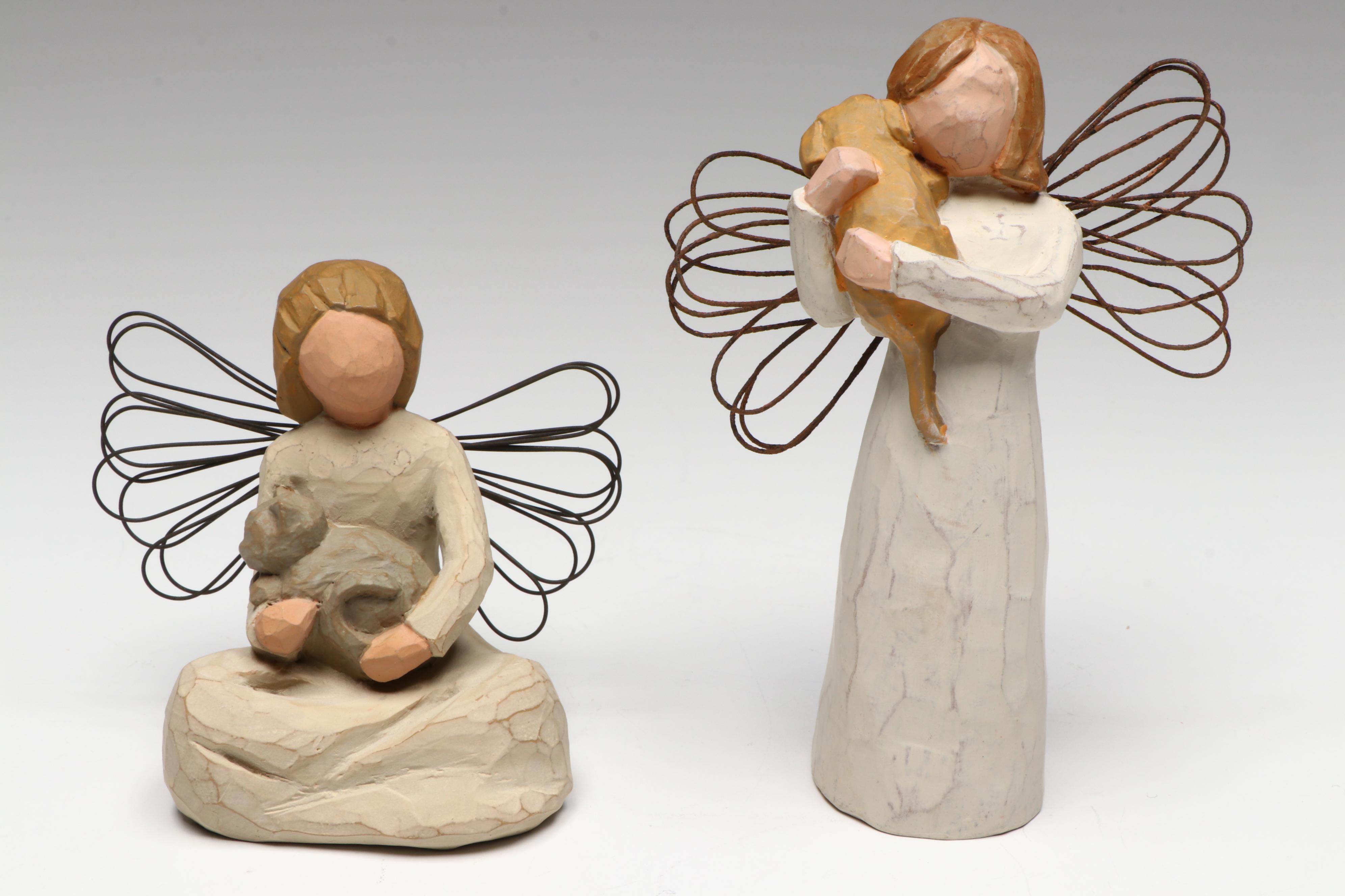 Jim Shore "Angel of Love" with More Resin and Bisque Angel Figurines