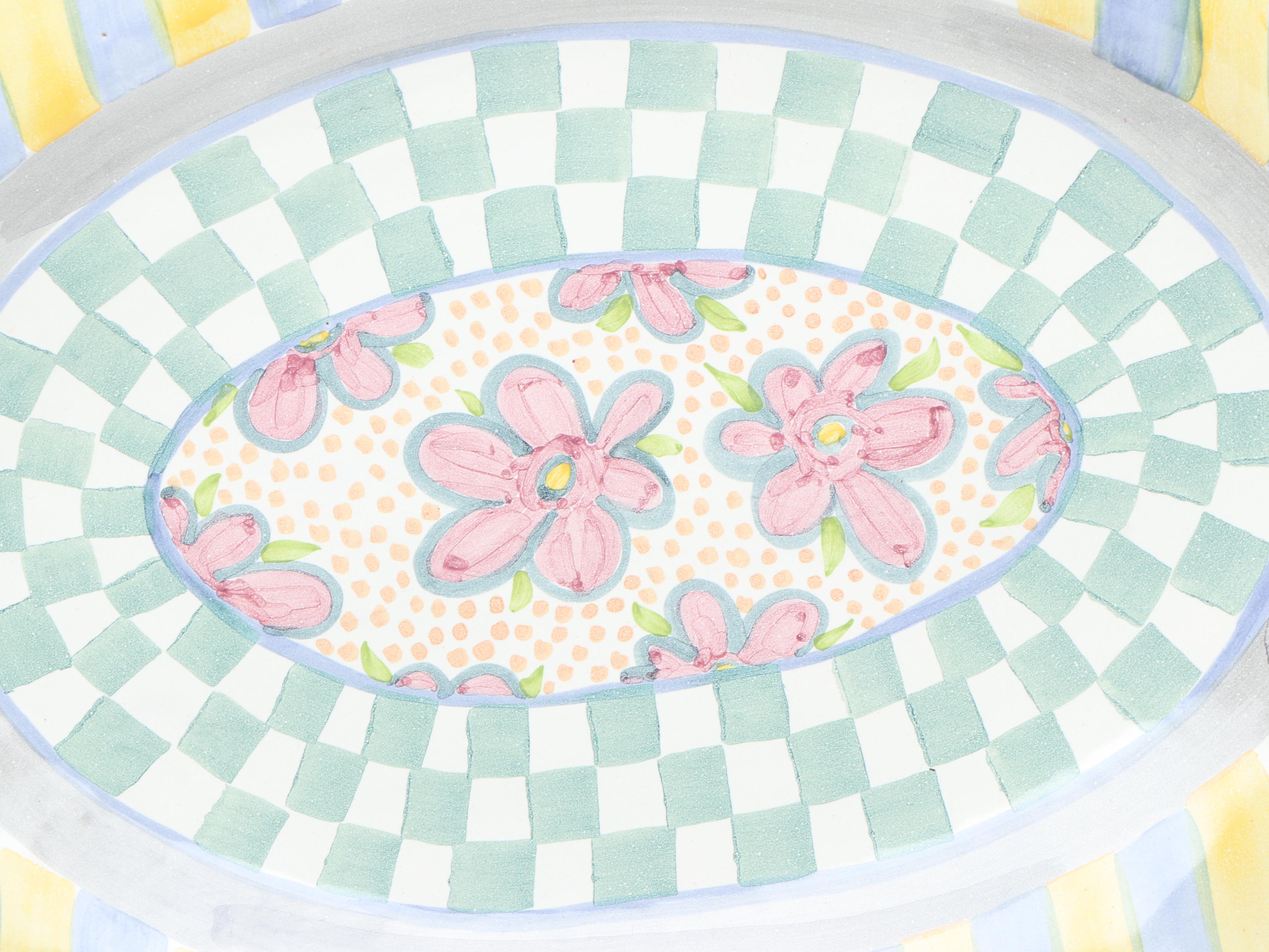 MacKenzie-Childs "Myrtle" Ceramic Tray and More Serveware, Late 20th C.