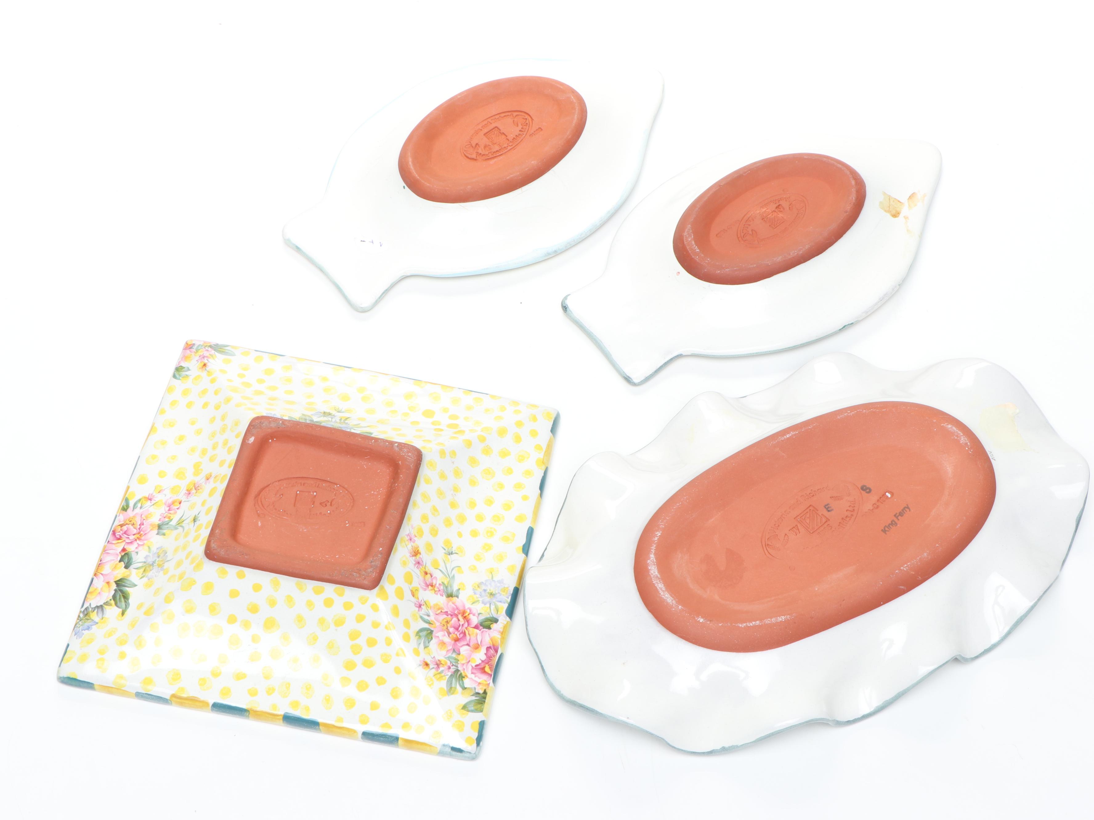 MacKenzie-Childs "Myrtle" Ceramic Tray and More Serveware, Late 20th C.