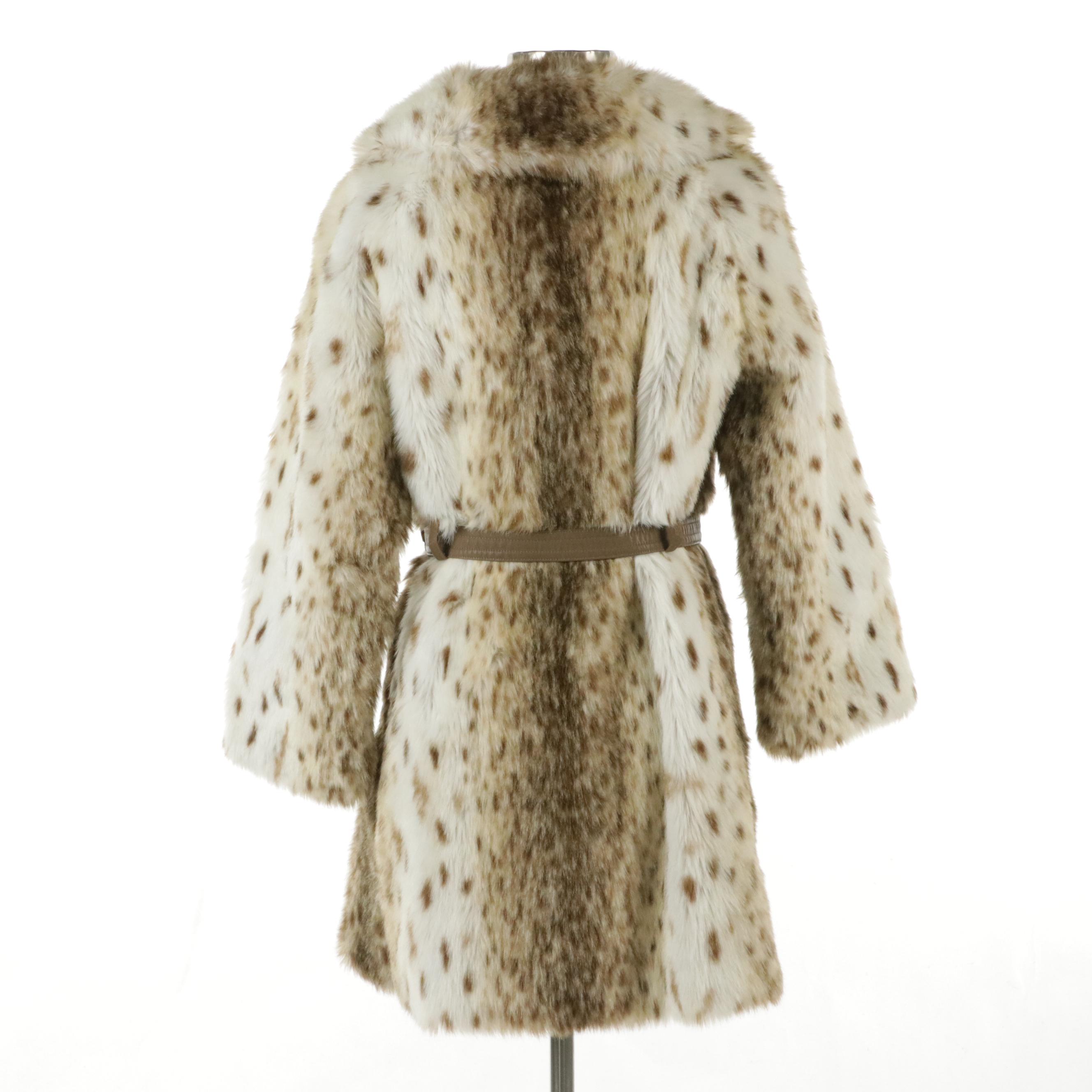 Russel Taylor Vintage Belted Faux Lynx Fur Coat
