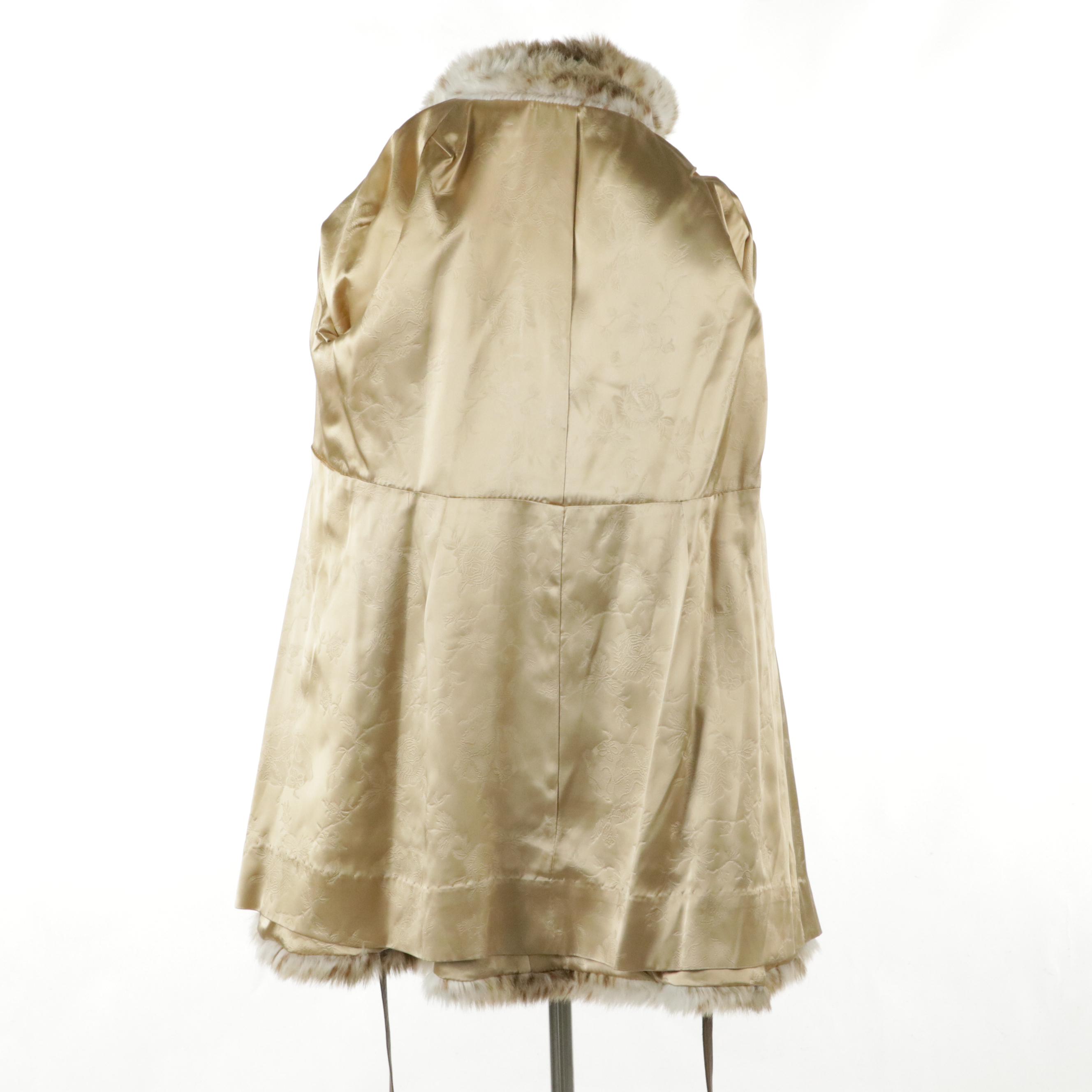 Russel Taylor Vintage Belted Faux Lynx Fur Coat