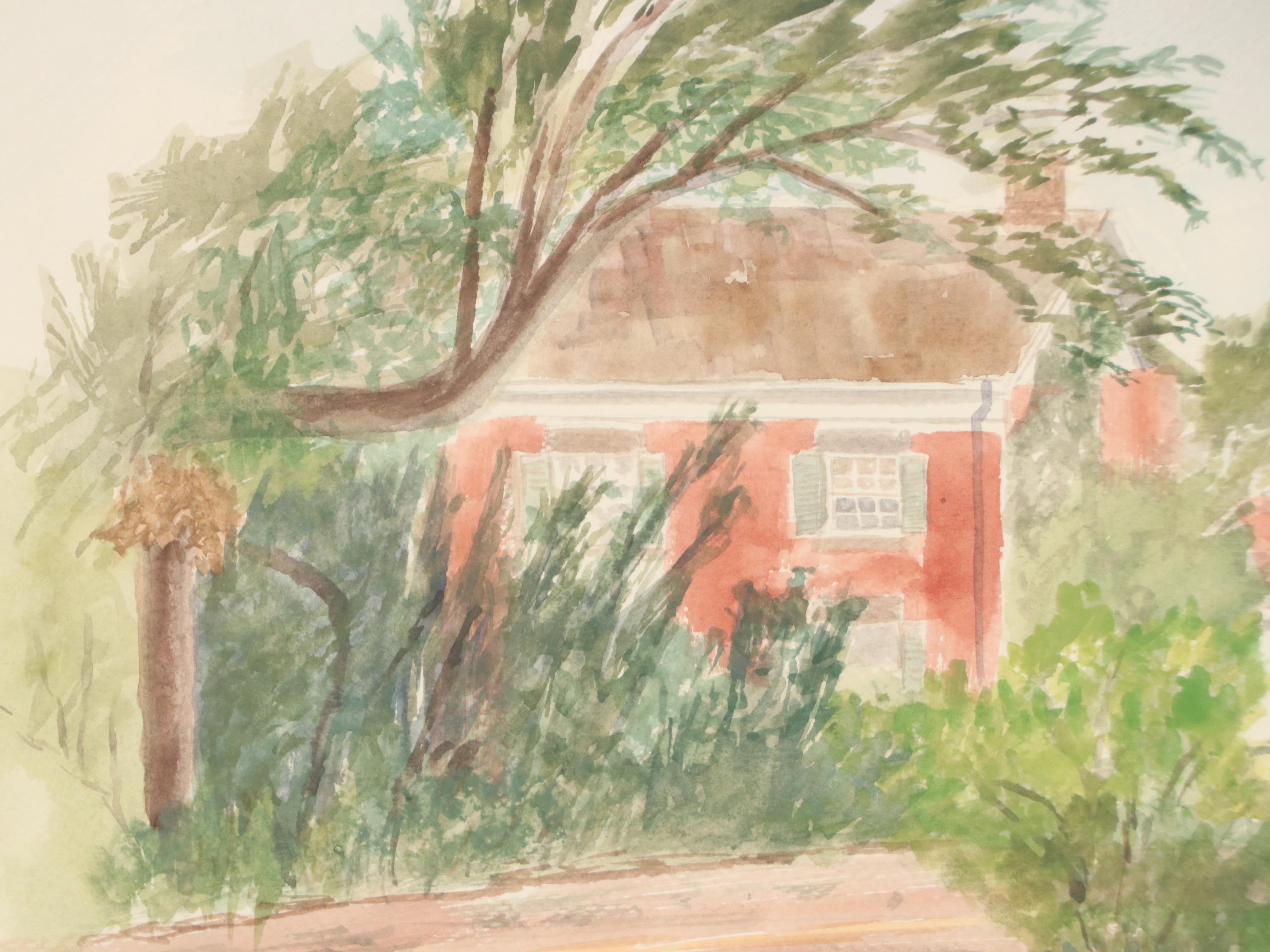 Dorothy Mueller Watercolor Painting of Red House, 1981