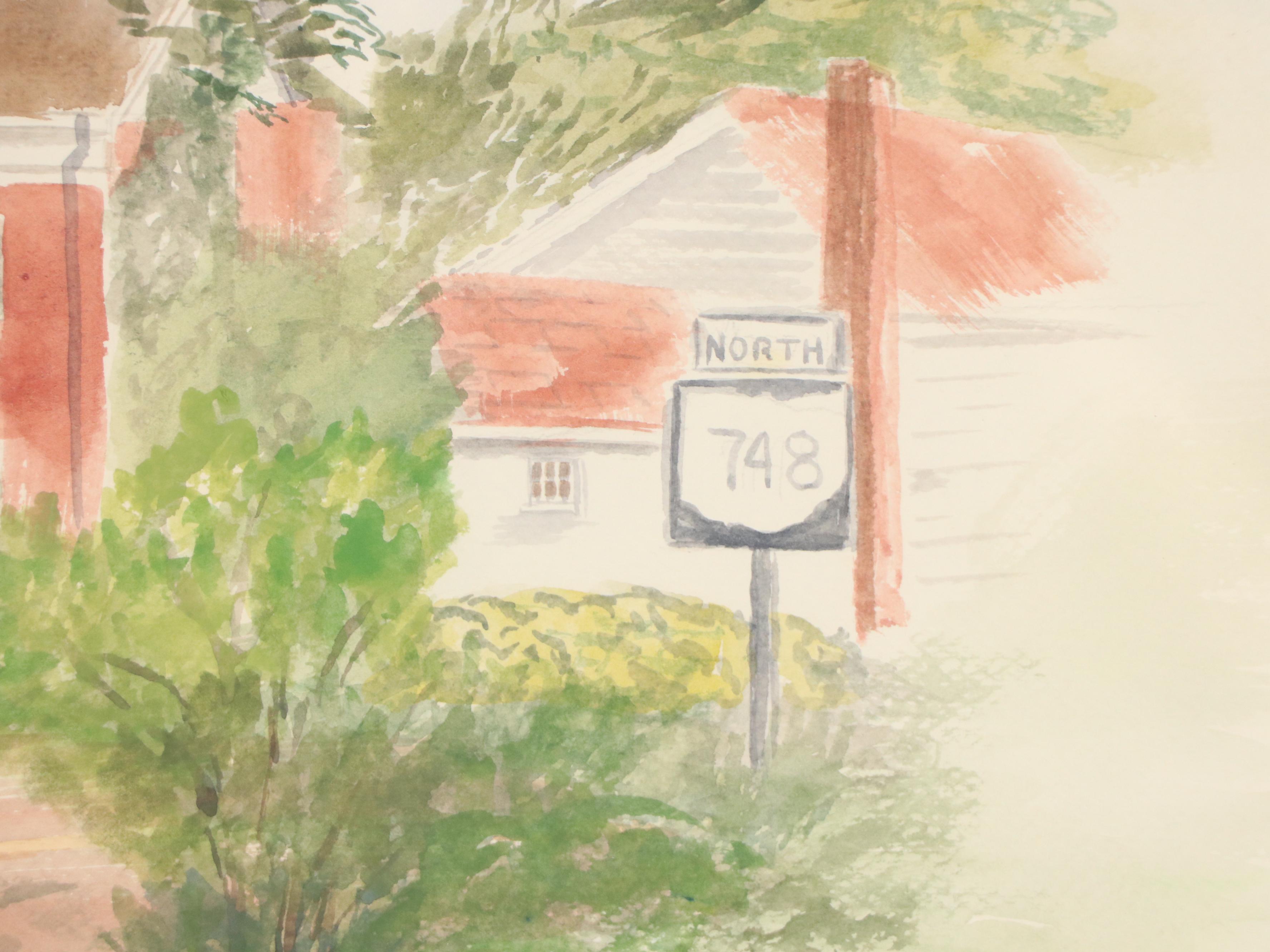 Dorothy Mueller Watercolor Painting of Red House, 1981