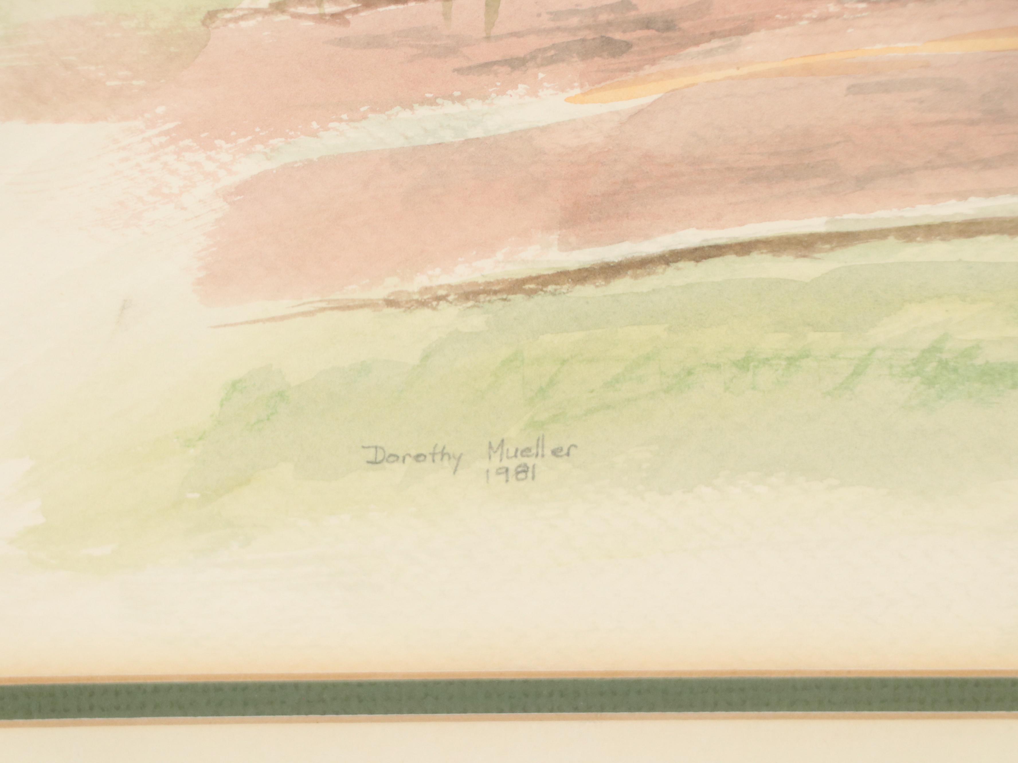 Dorothy Mueller Watercolor Painting of Red House, 1981