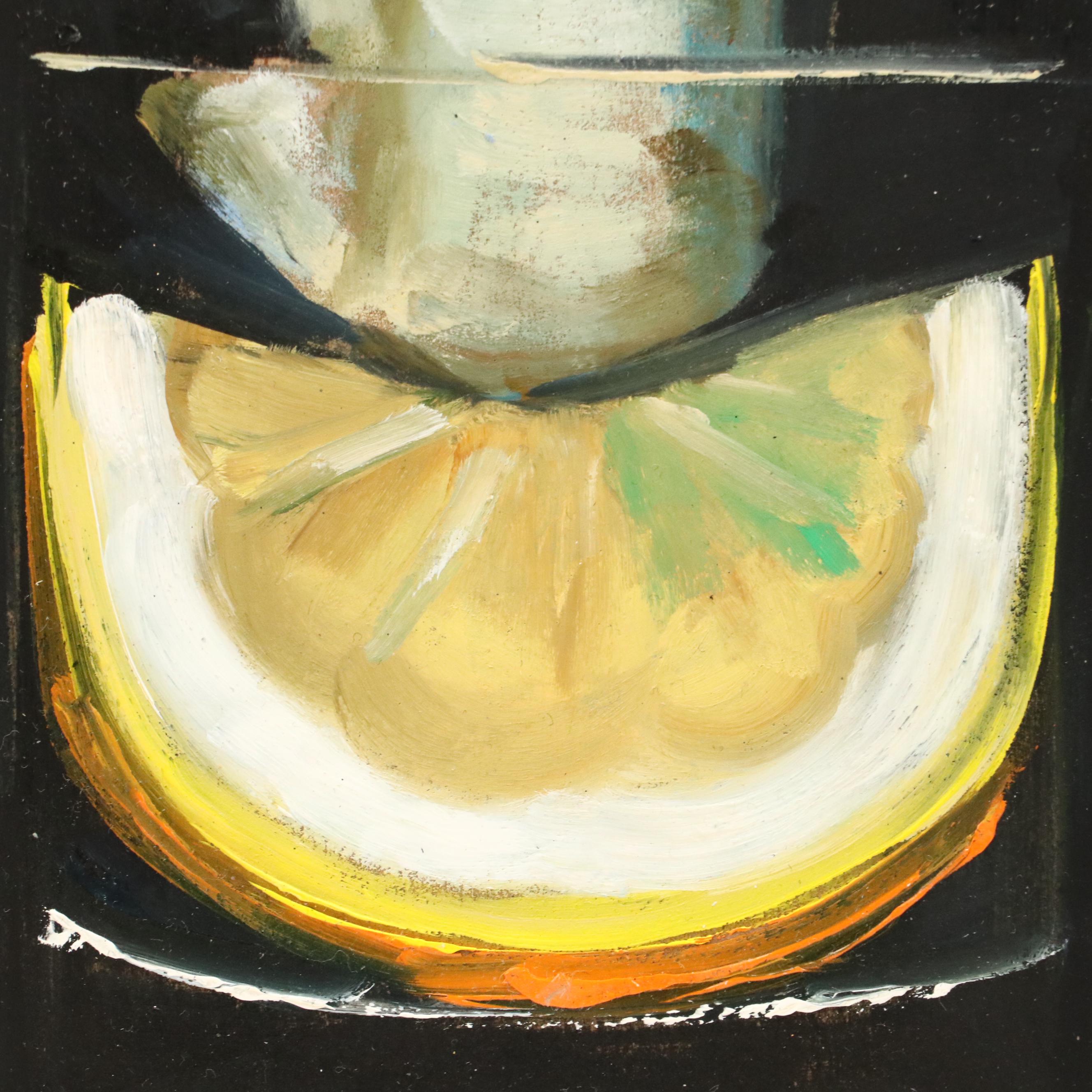 Natalia Demenko Still Life Oil Painting of Sardine in Glass, 21st Century