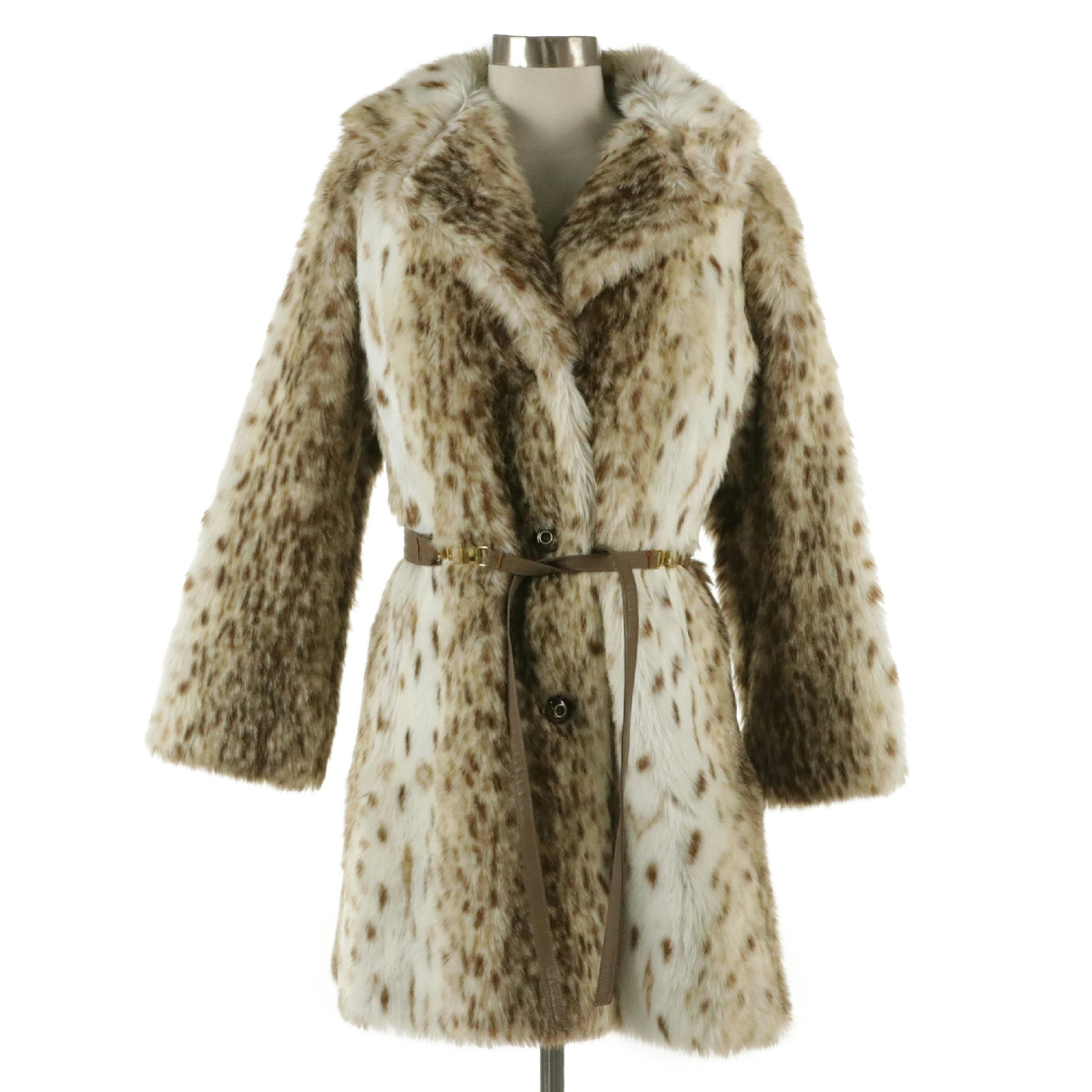 Russel Taylor Vintage Belted Faux Lynx Fur Coat