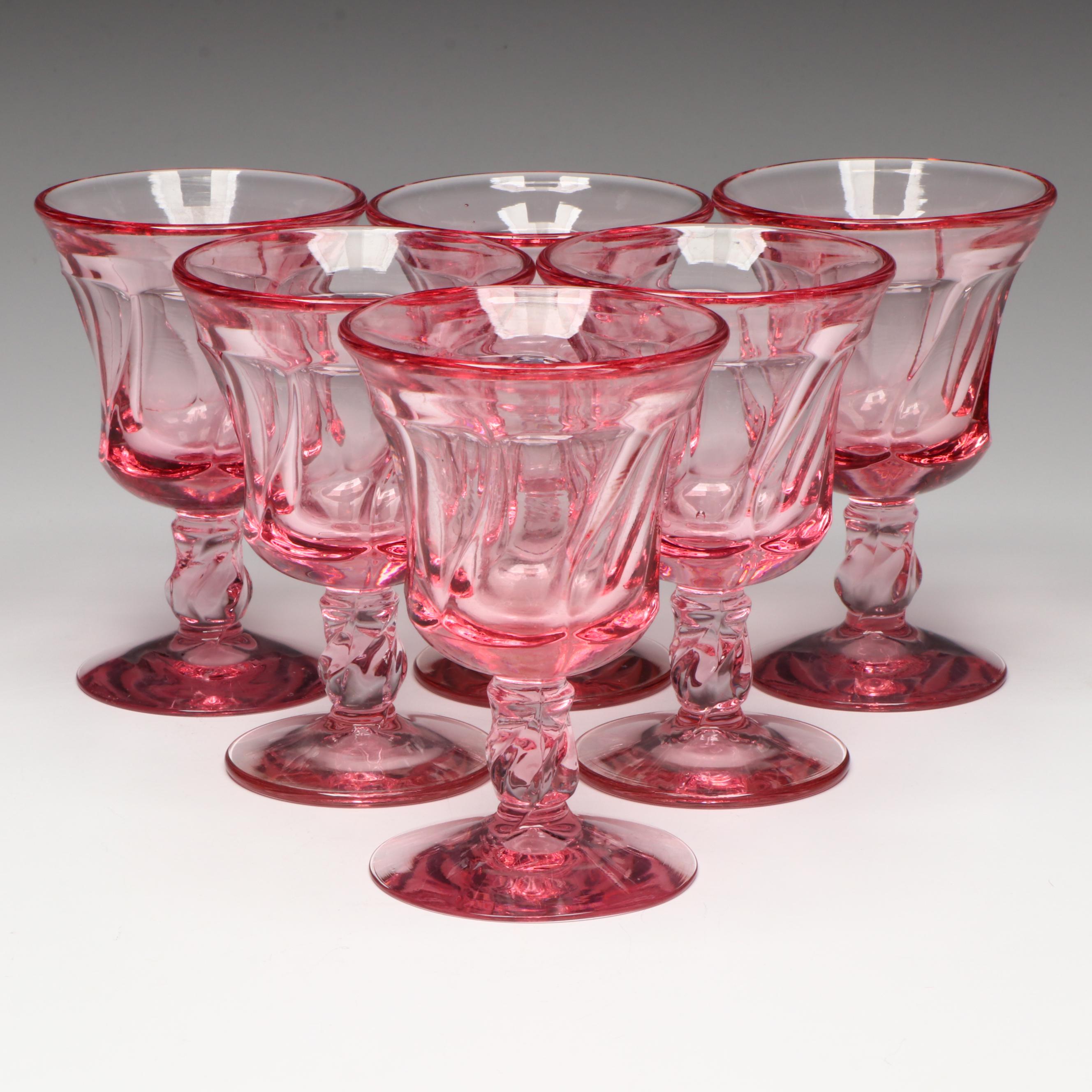 Fostoria "Jamestown" Pink Wine Glasses, 1959–1982