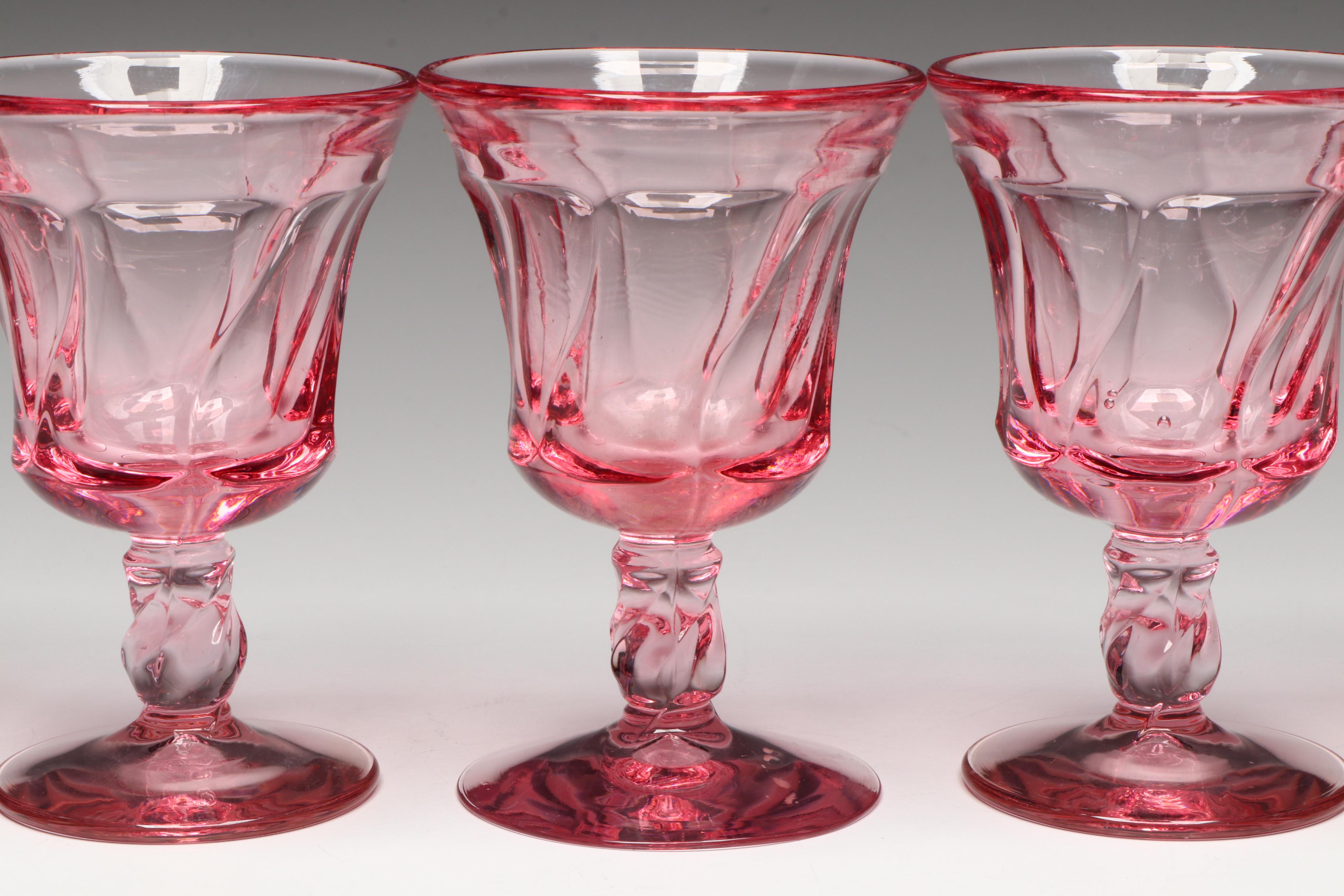 Fostoria "Jamestown" Pink Wine Glasses, 1959–1982