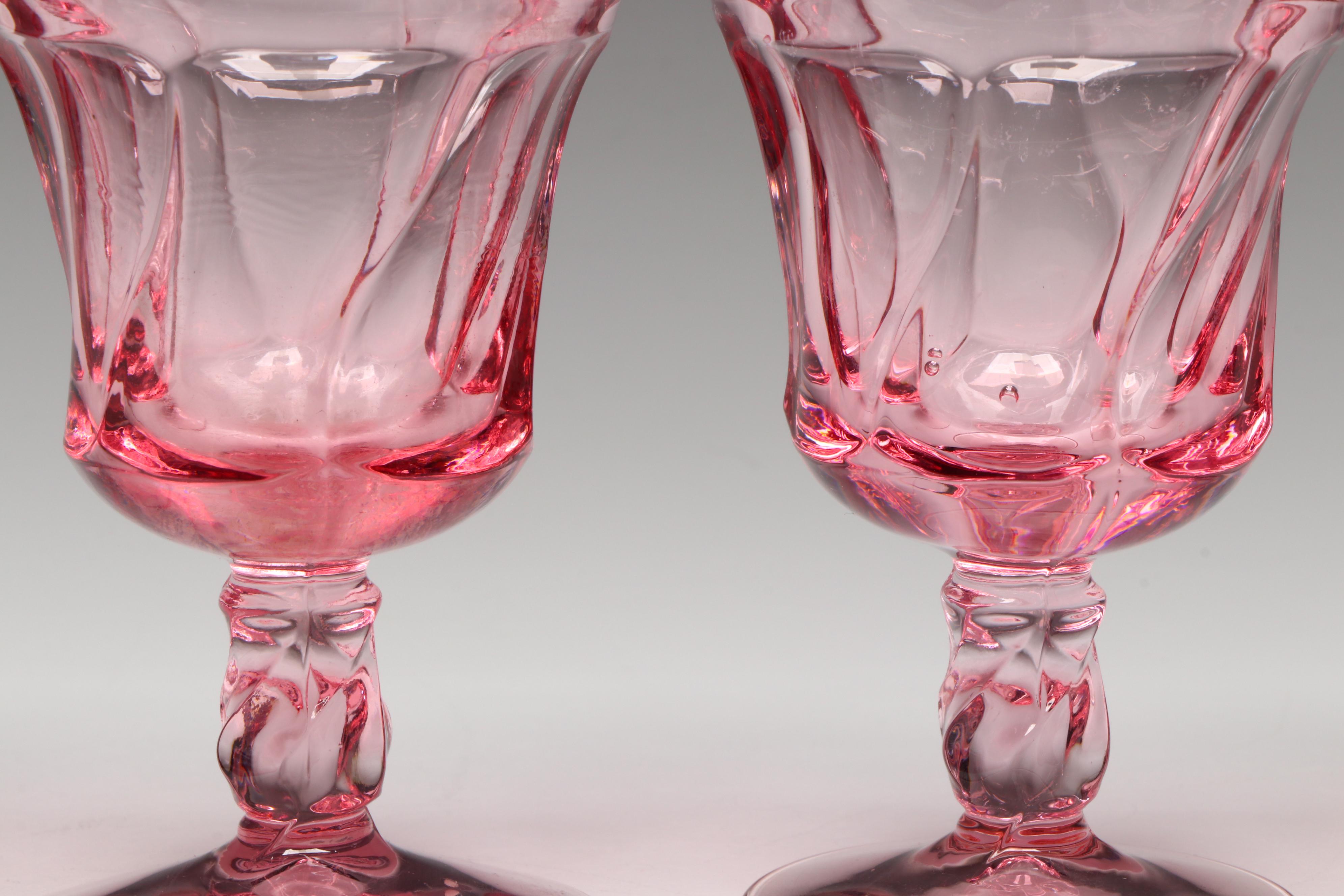 Fostoria "Jamestown" Pink Wine Glasses, 1959–1982
