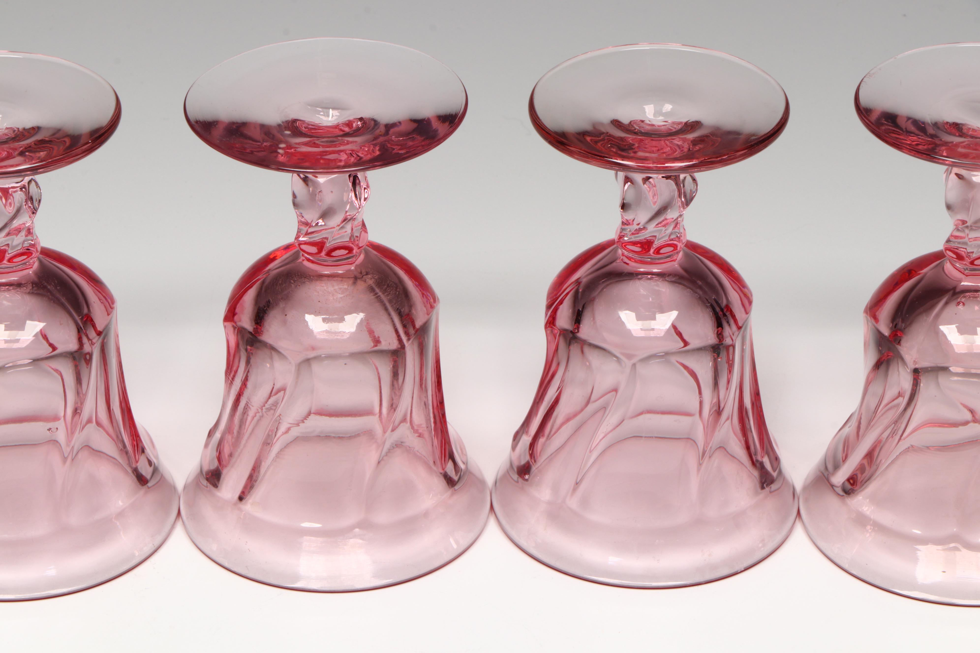 Fostoria "Jamestown" Pink Wine Glasses, 1959–1982