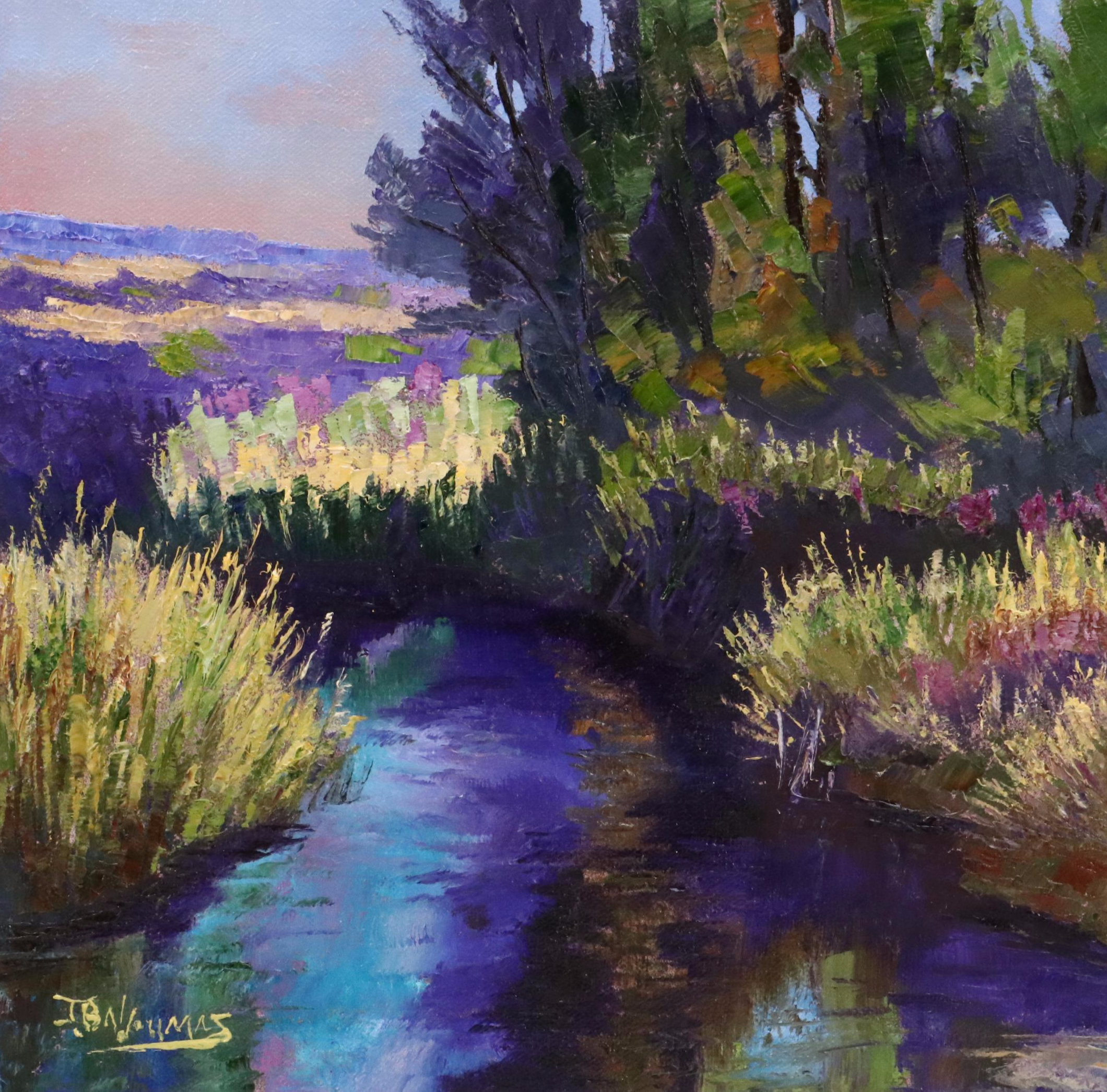 James Baldoumas Pond Landscape Oil Painting "Brooks + Reeds," 2025