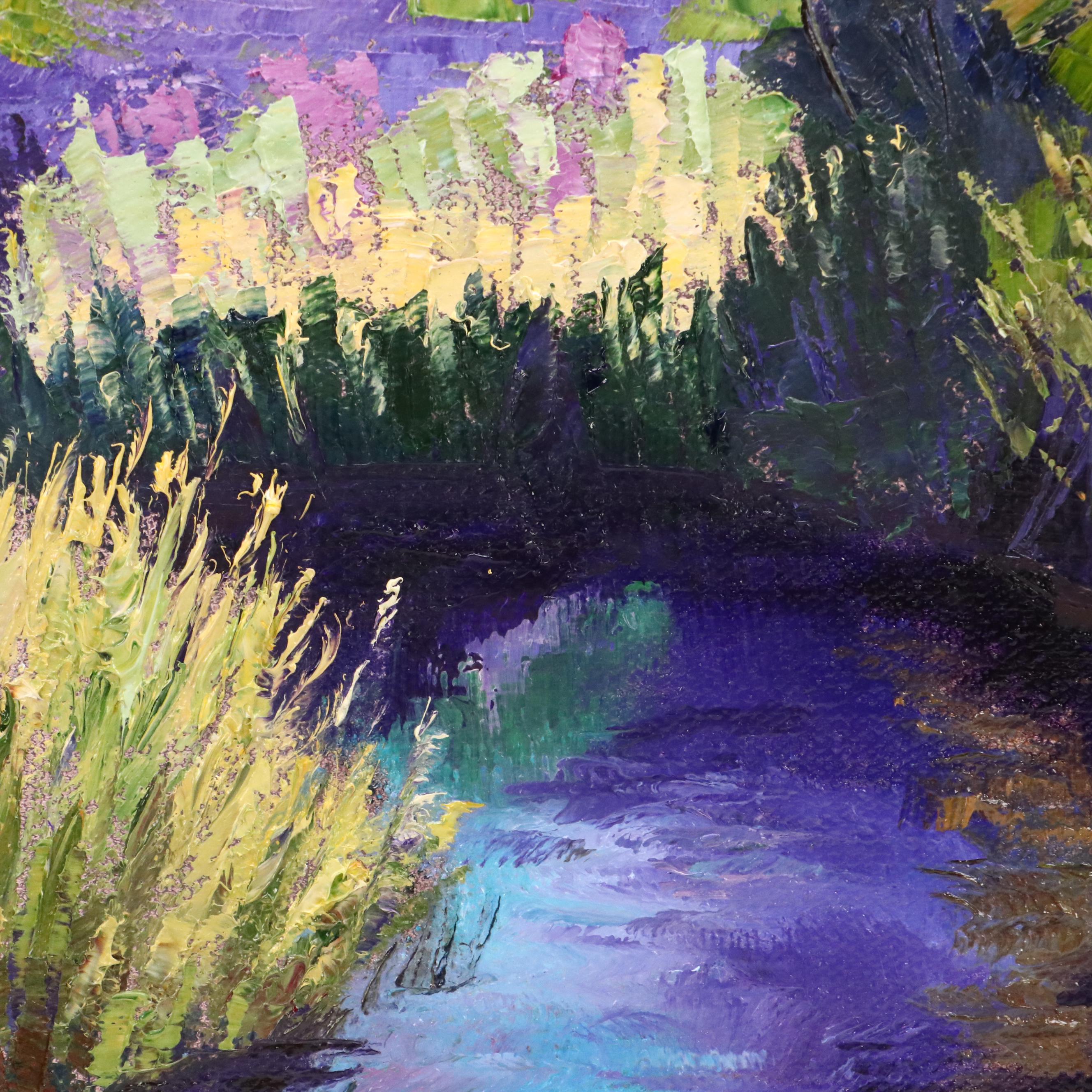 James Baldoumas Pond Landscape Oil Painting "Brooks + Reeds," 2025
