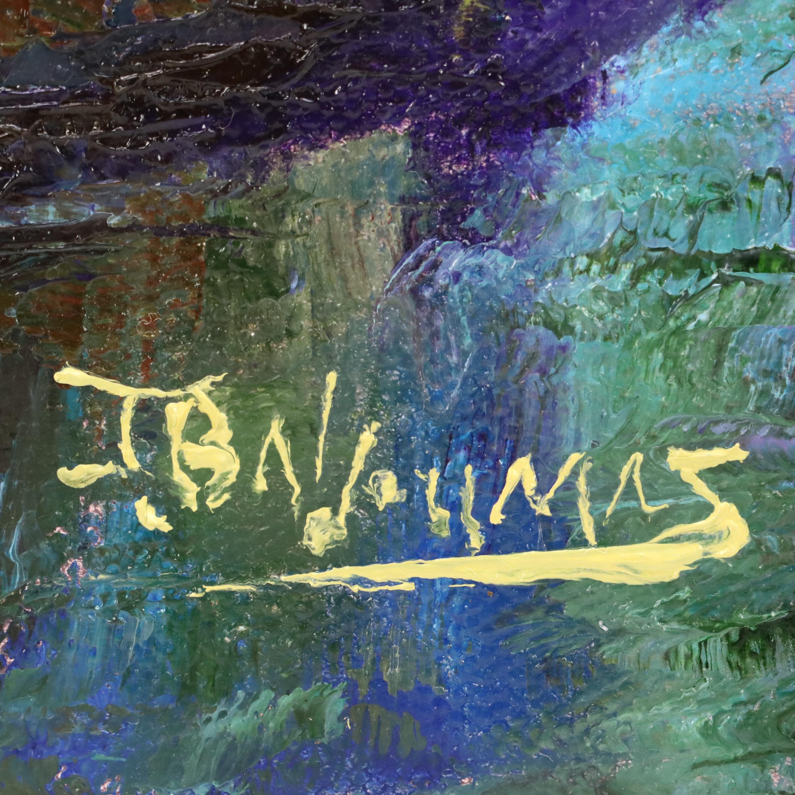 James Baldoumas Pond Landscape Oil Painting "Brooks + Reeds," 2025