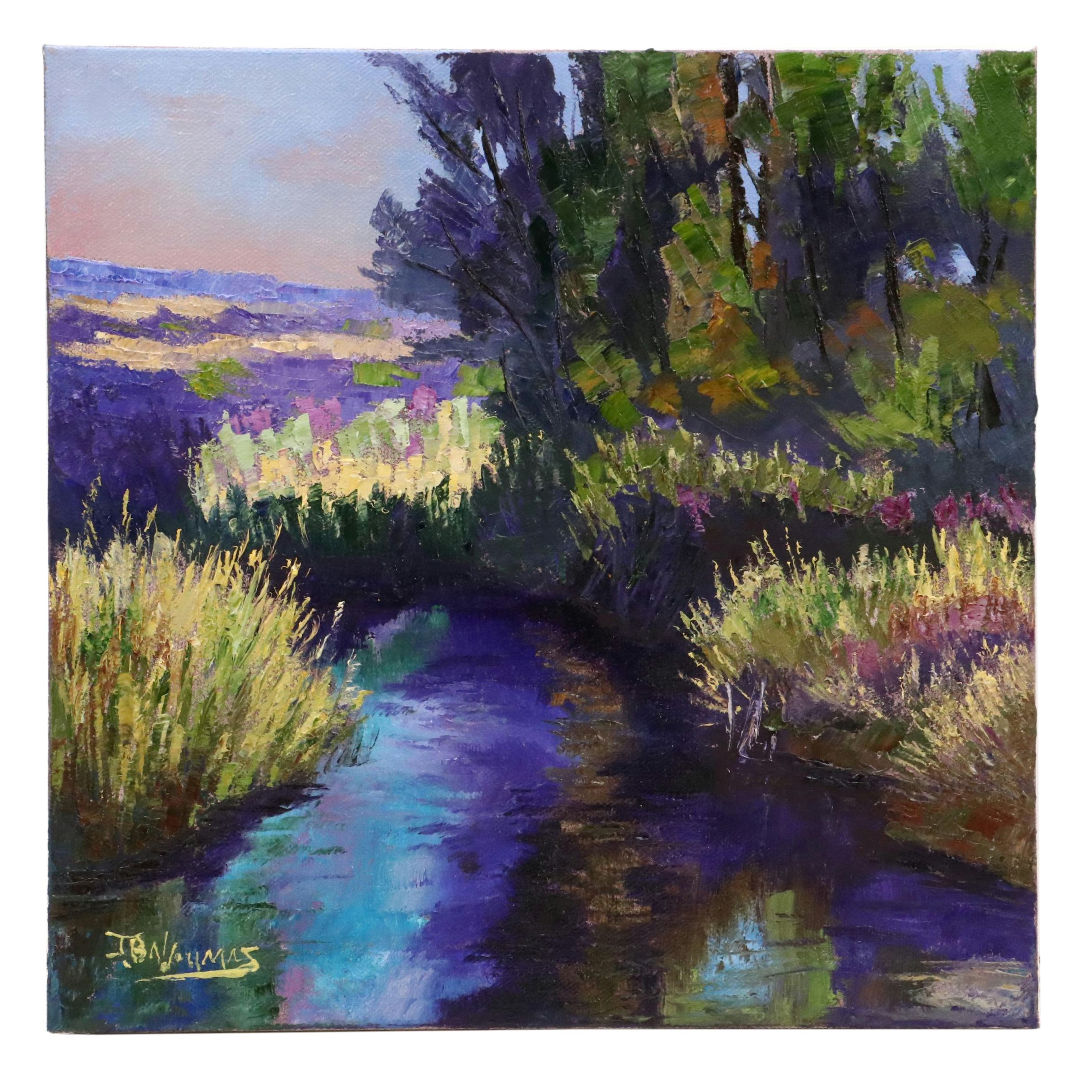 James Baldoumas Pond Landscape Oil Painting "Brooks + Reeds," 2025