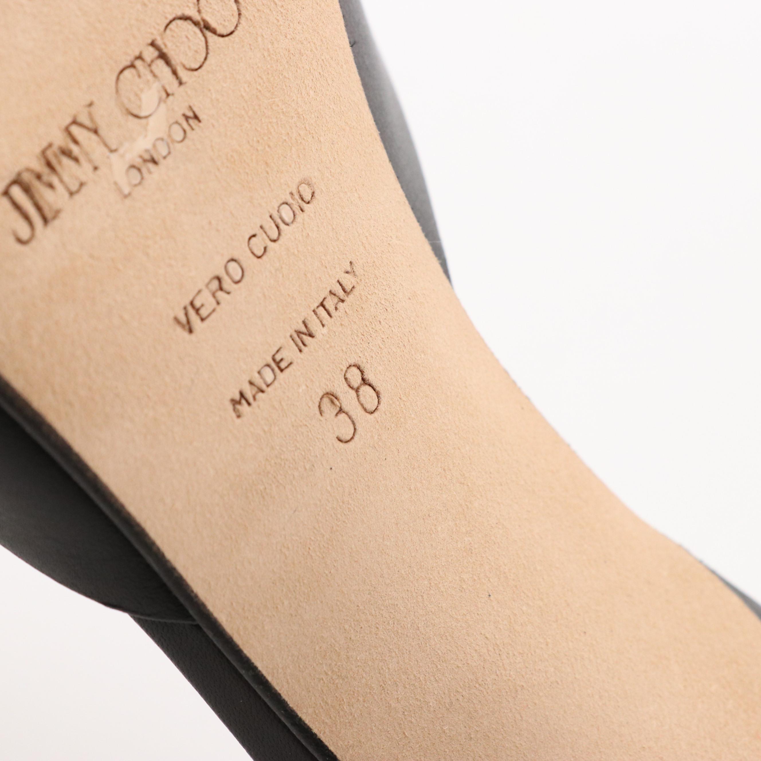 Jimmy Choo Pointed-Toe Low Heeled Sandals in Black Leather, With Box