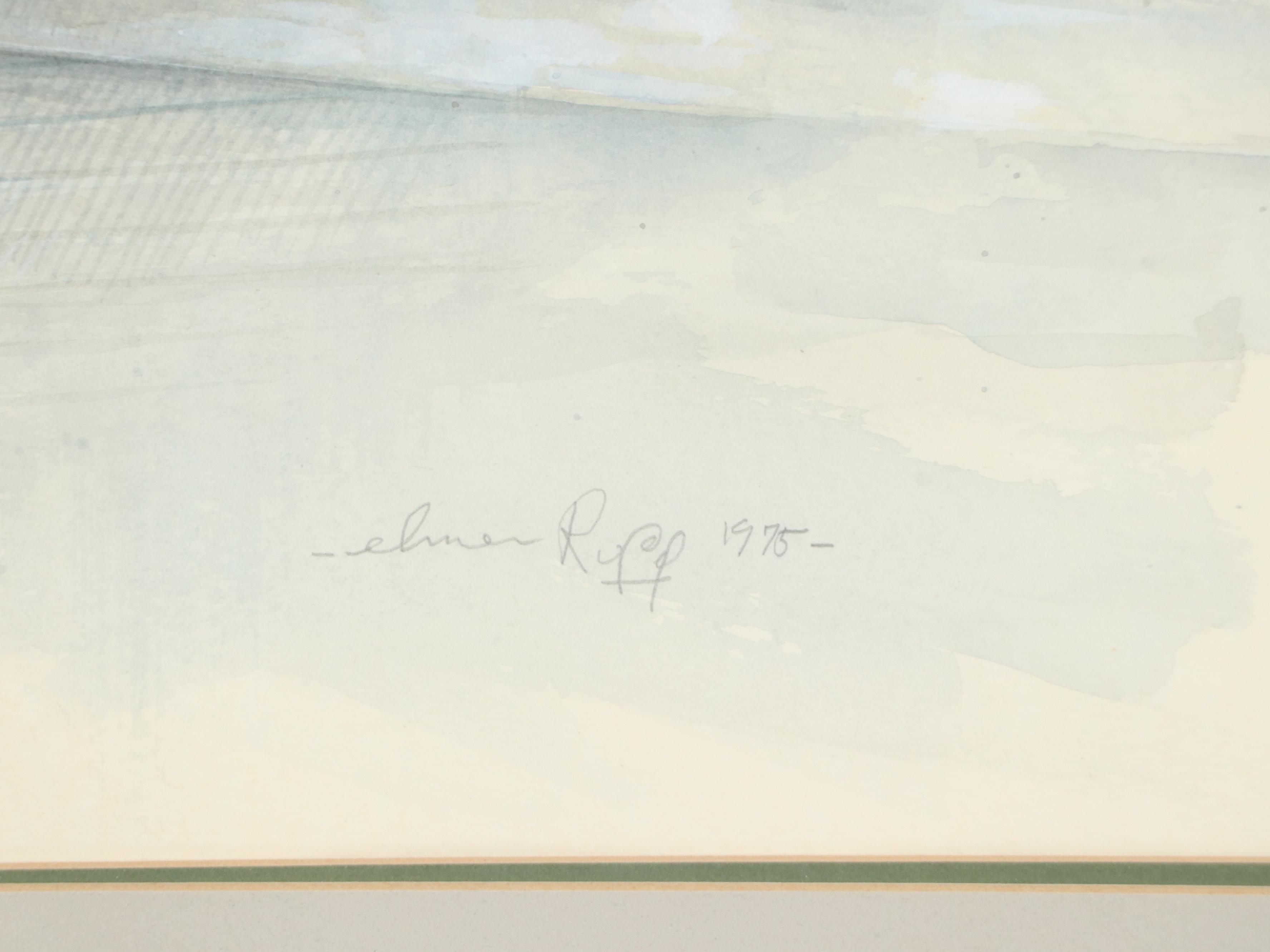 Elmer Rupp Watercolor Painting of Building Exterior, 1975