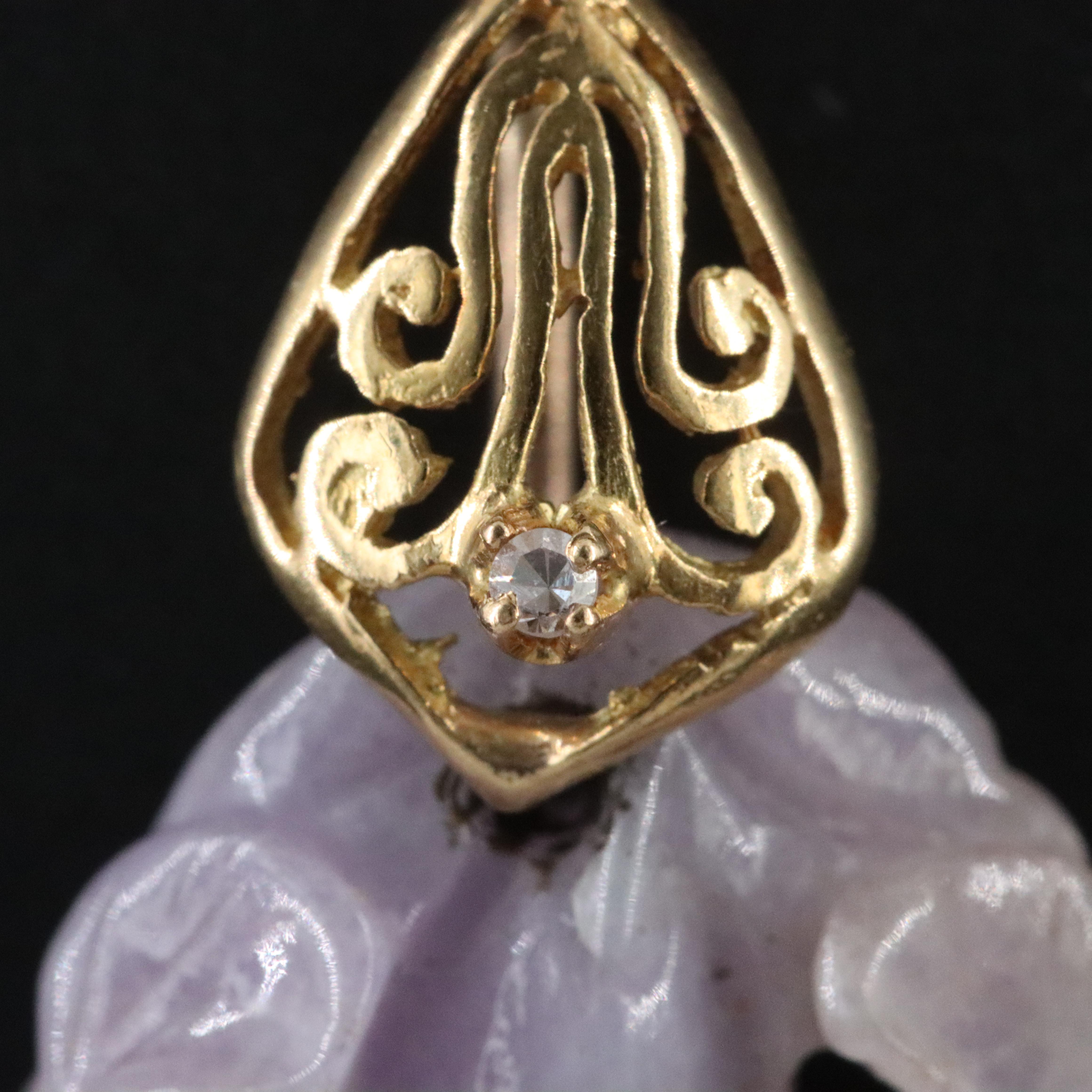 18K Jadeite and Diamond Carved Gourd Pendant