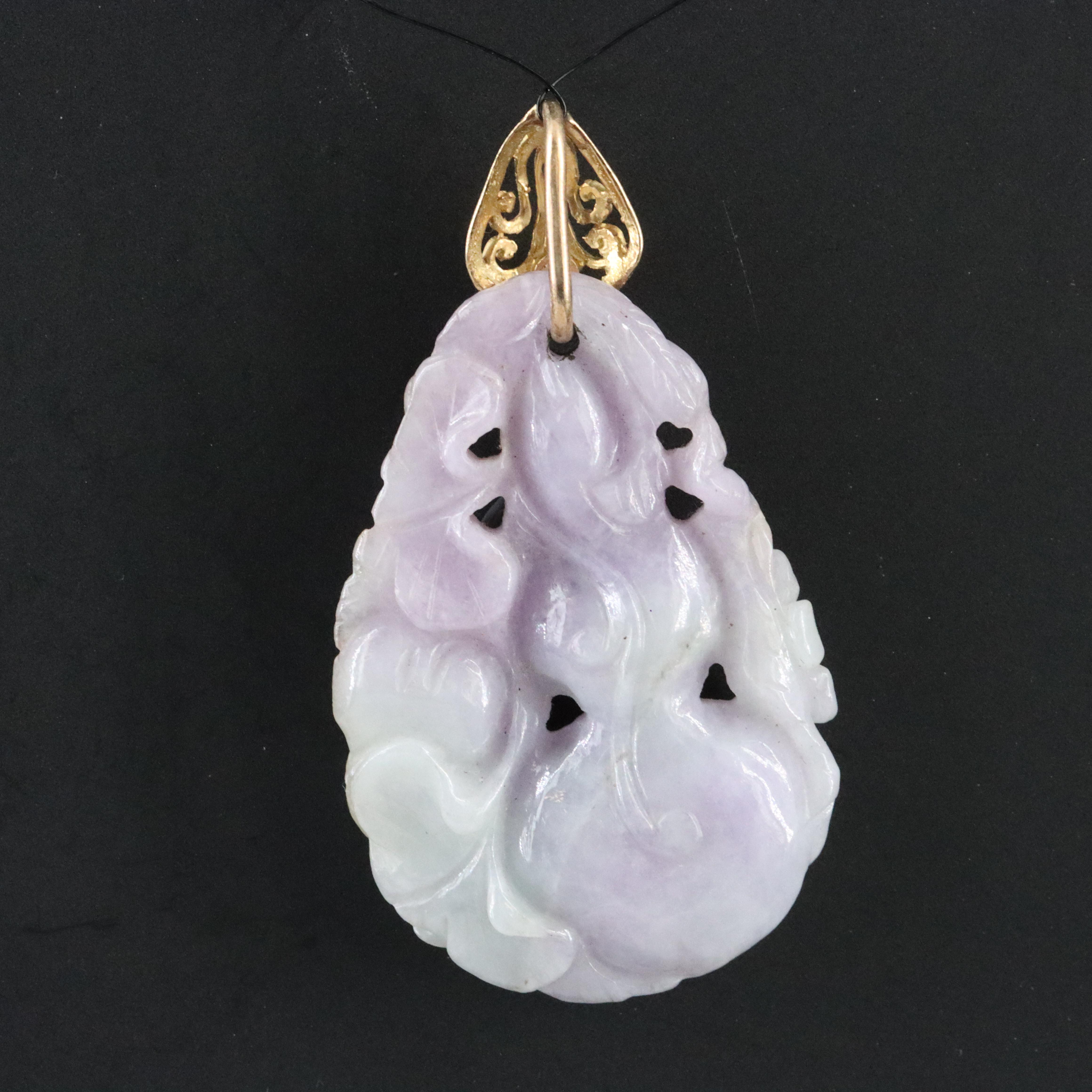 18K Jadeite and Diamond Carved Gourd Pendant