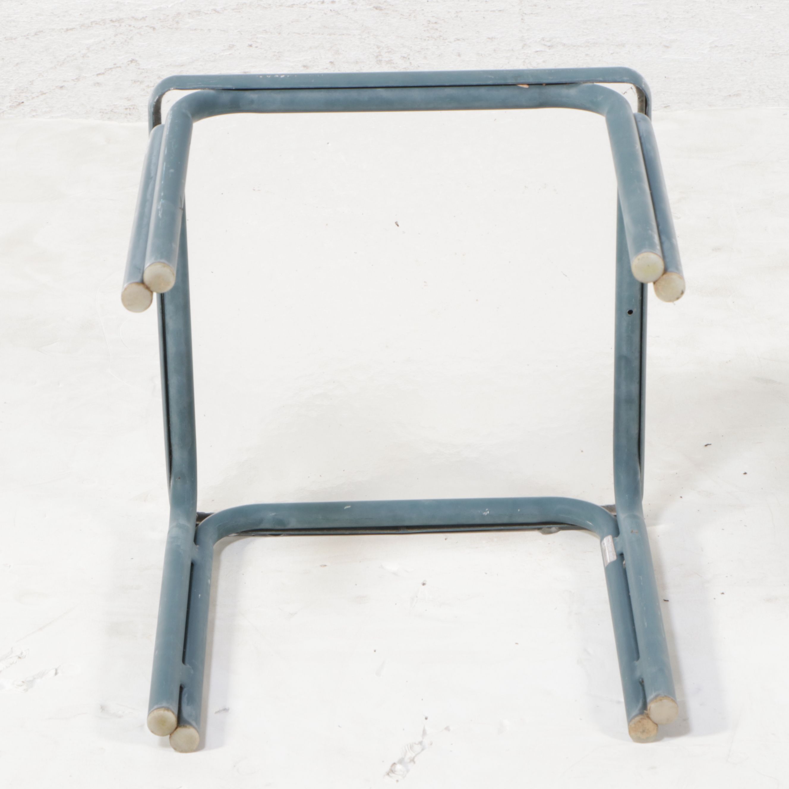 Set of Four Brown Jordan Blue-Painted Metal Framed Patio End Tables, Late 20th C