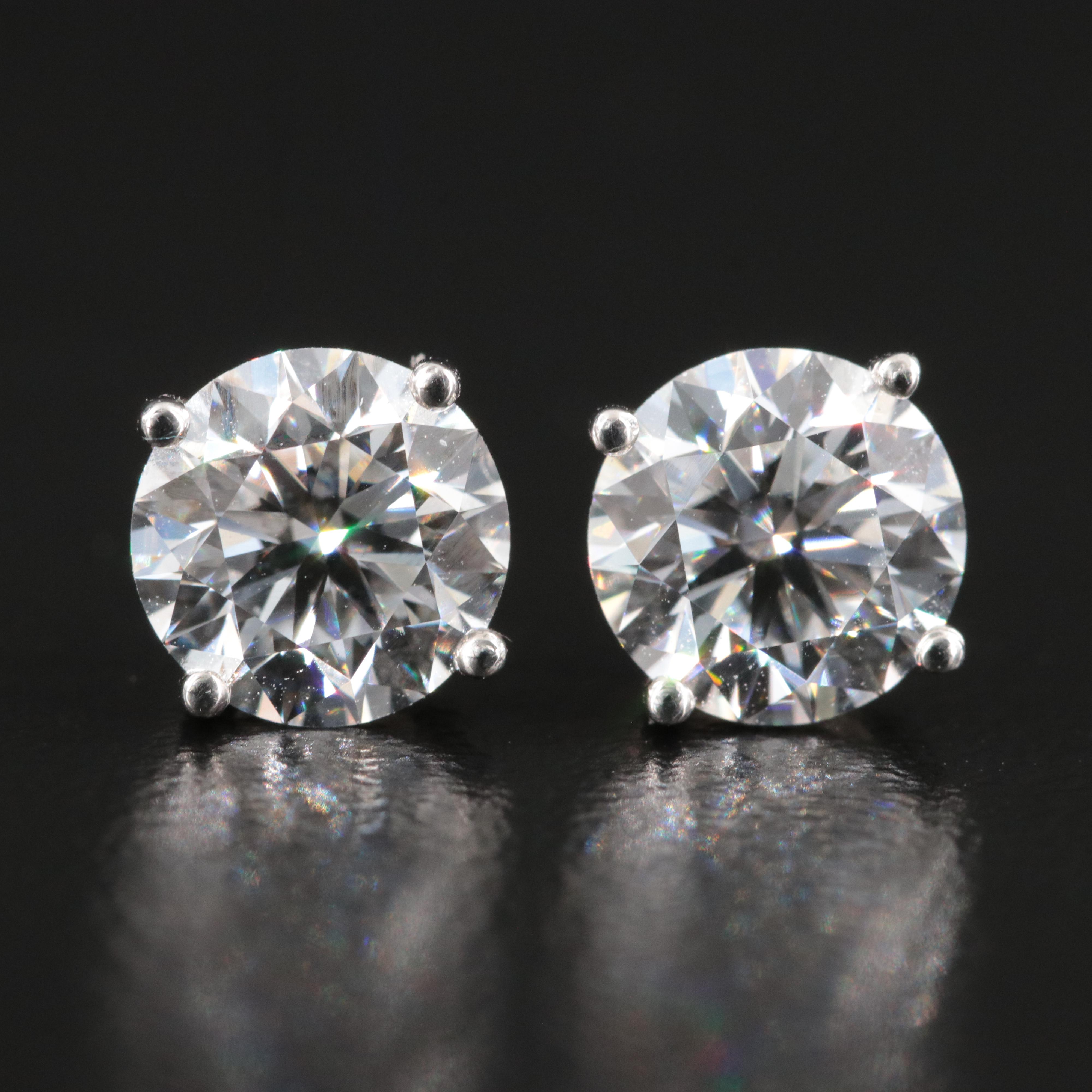 Platinum 2.20 CTW Lab Grown Diamond Stud Earrings with IGI Reports
