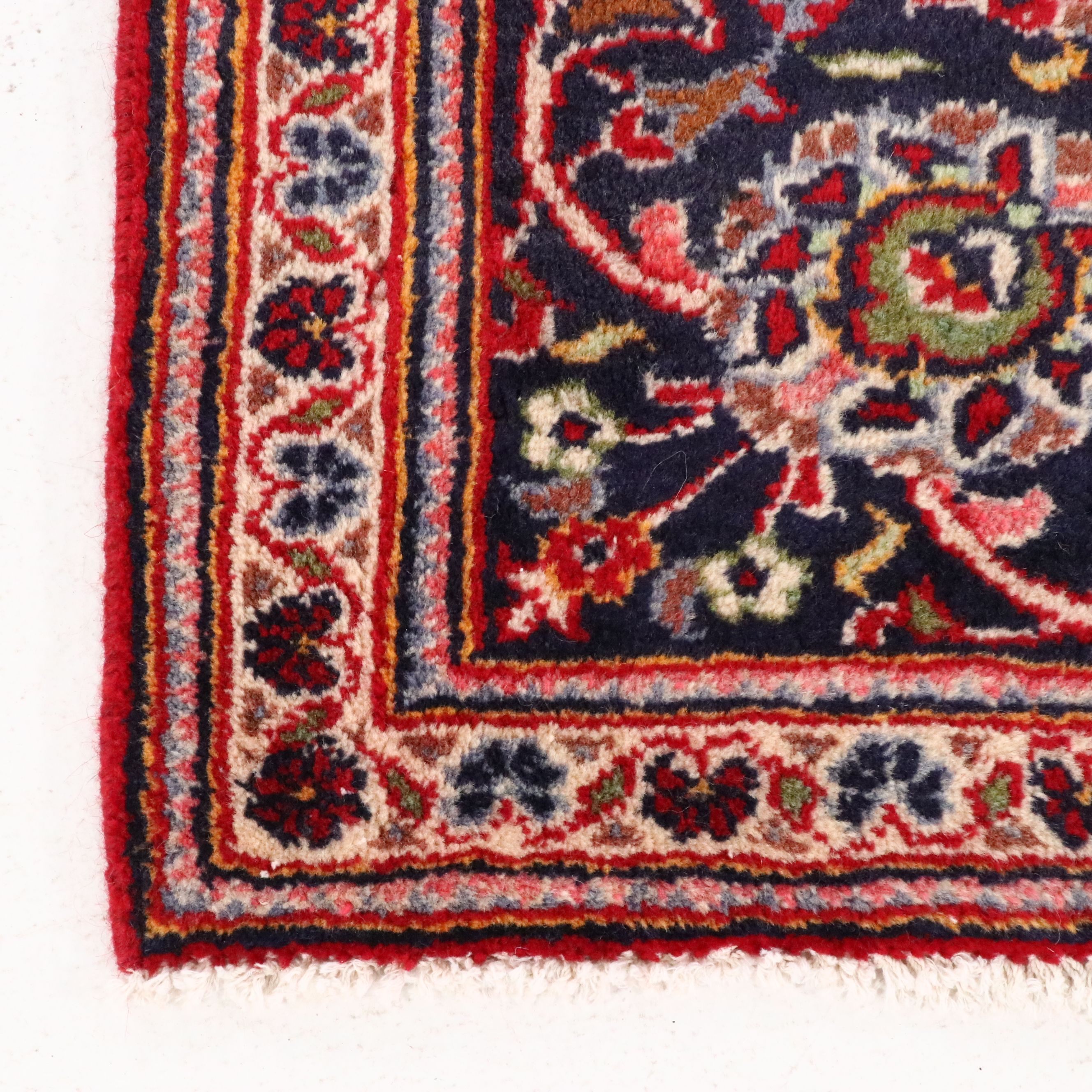 6'10 x 8'9 Hand-Knotted Persian Kashan Remnant Area Rug