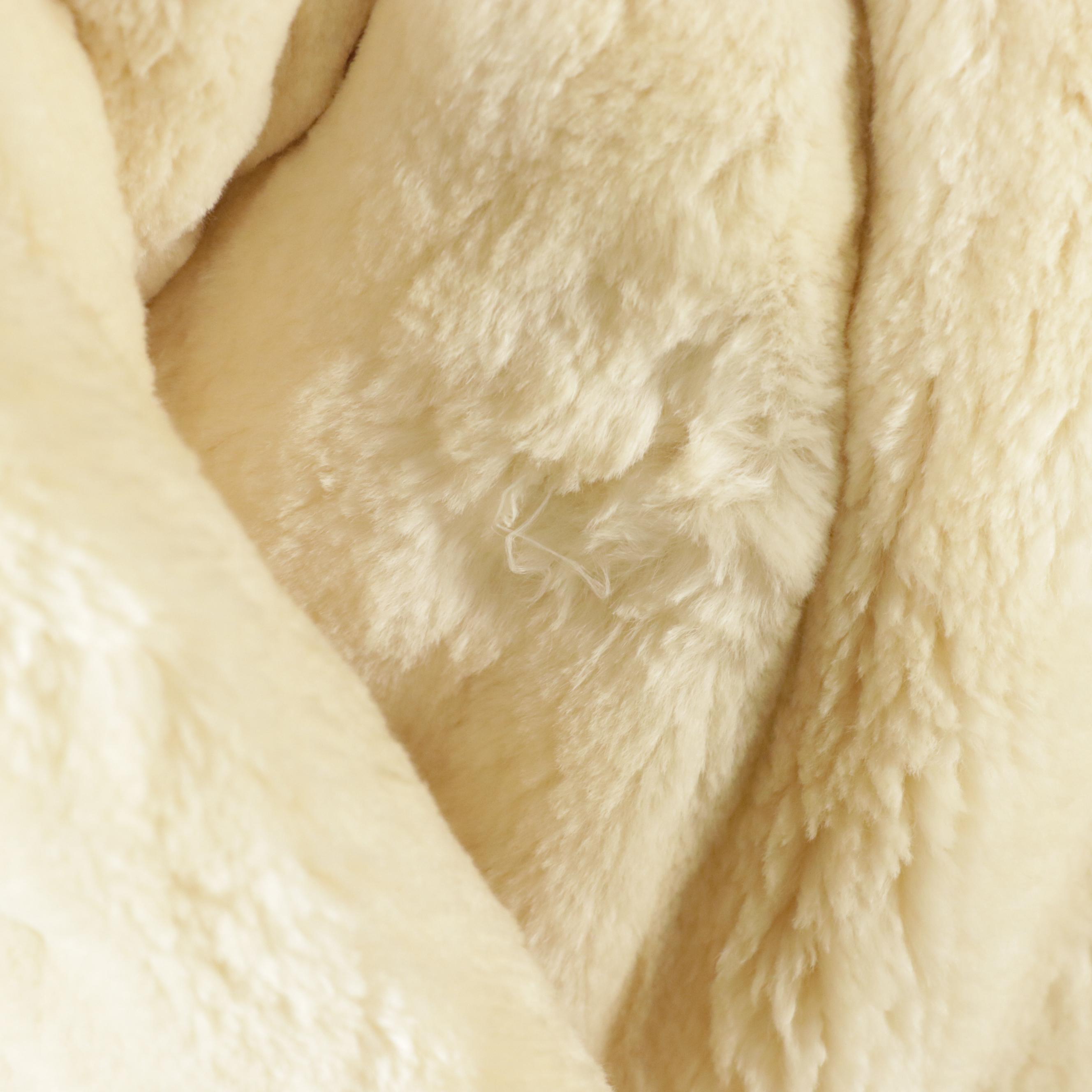 Bleached Sheared Beaver Fur Coat with Crystal Embellished Buttons