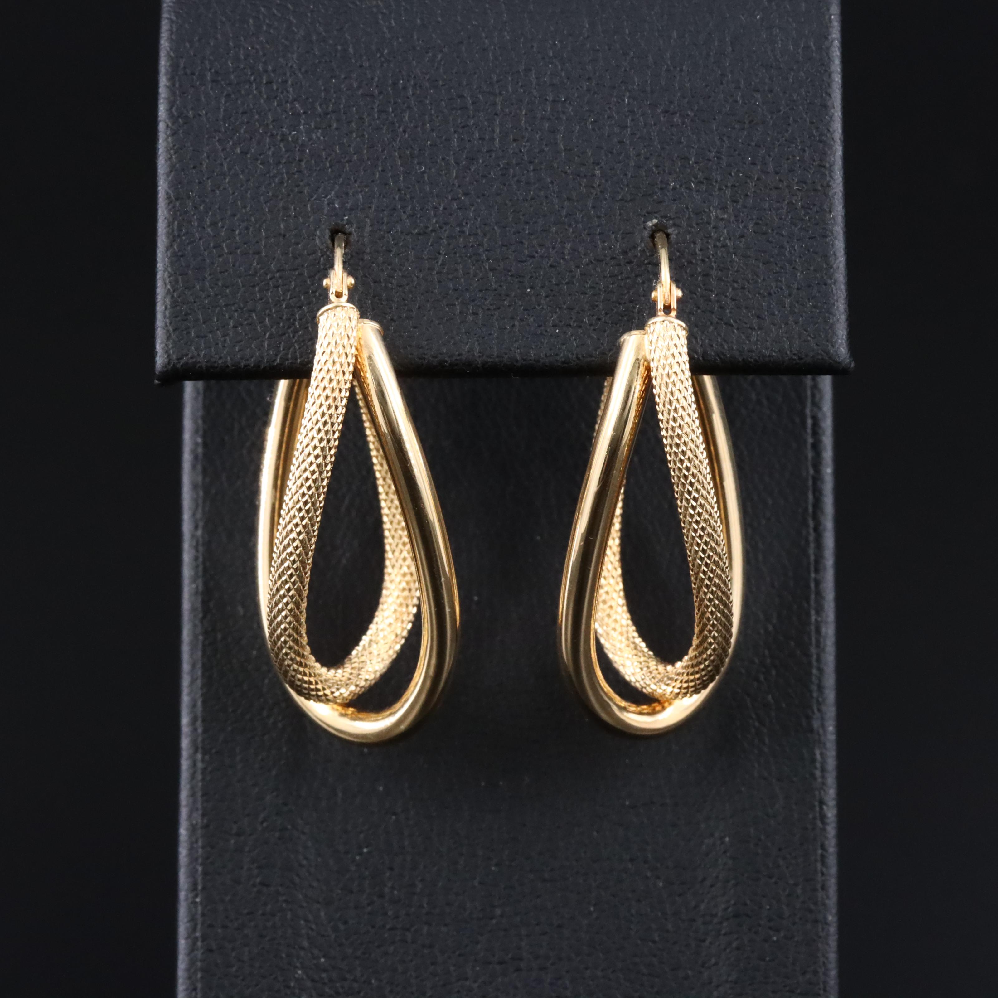 Italian Milor 14K Elongated Double Hoops