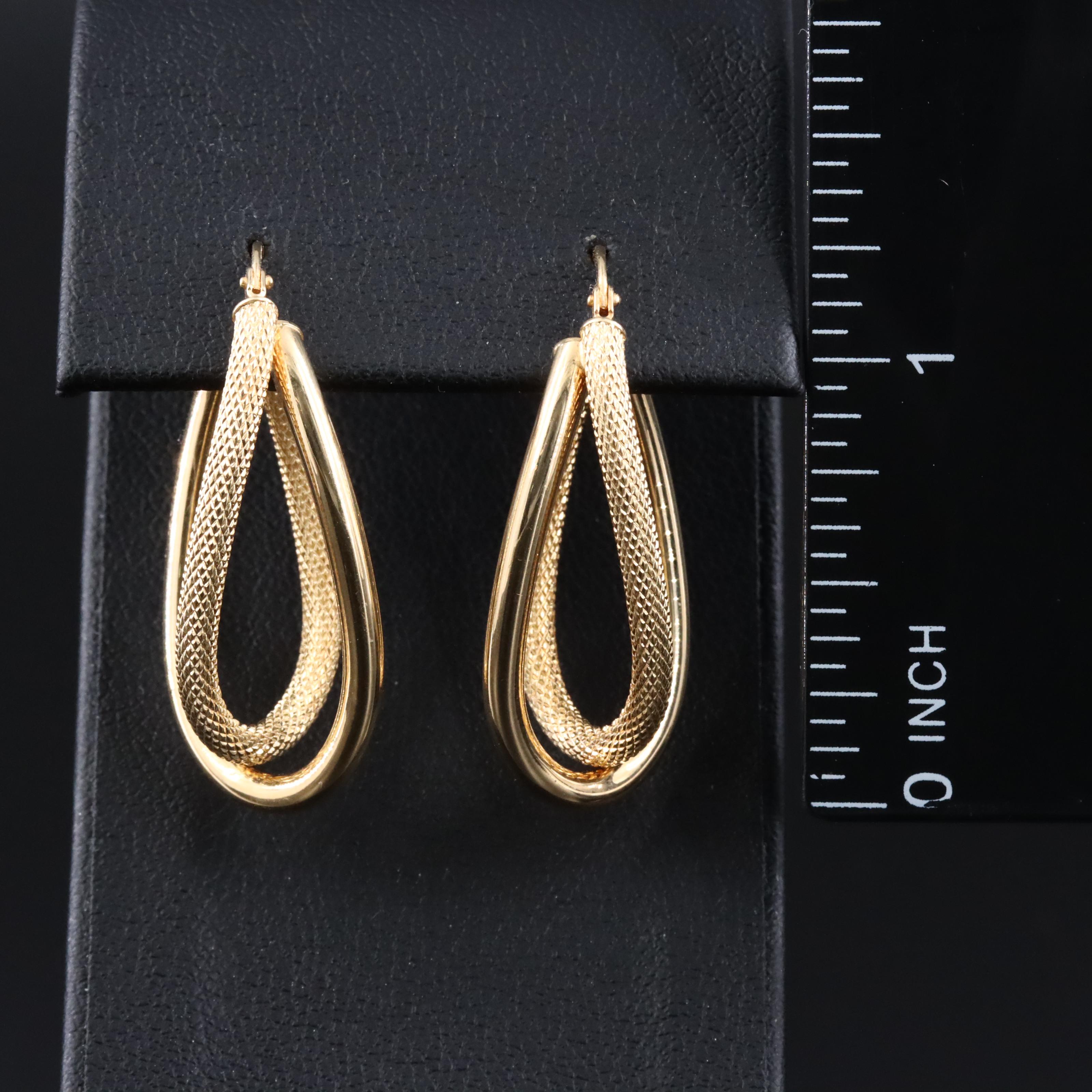 Italian Milor 14K Elongated Double Hoops