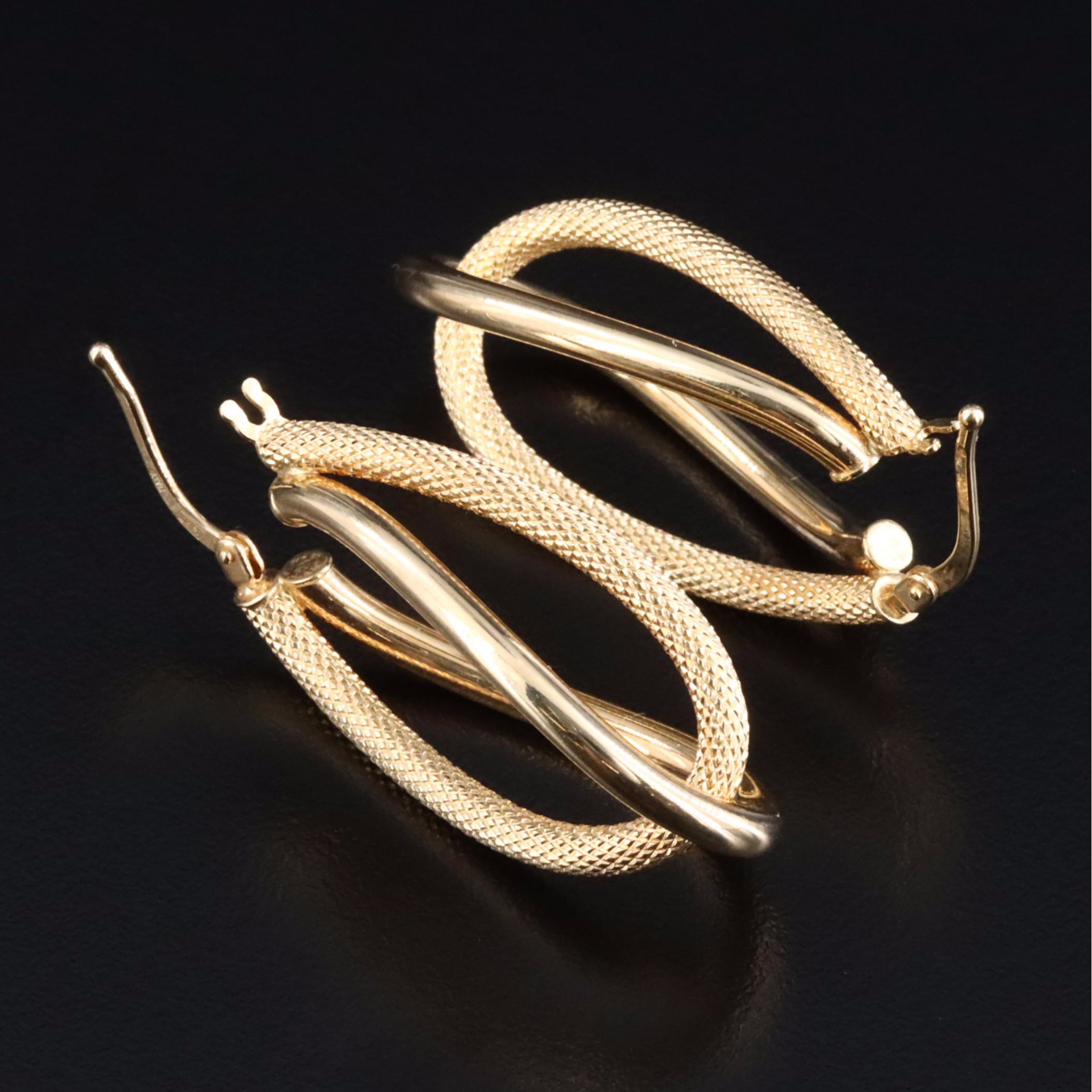 Italian Milor 14K Elongated Double Hoops