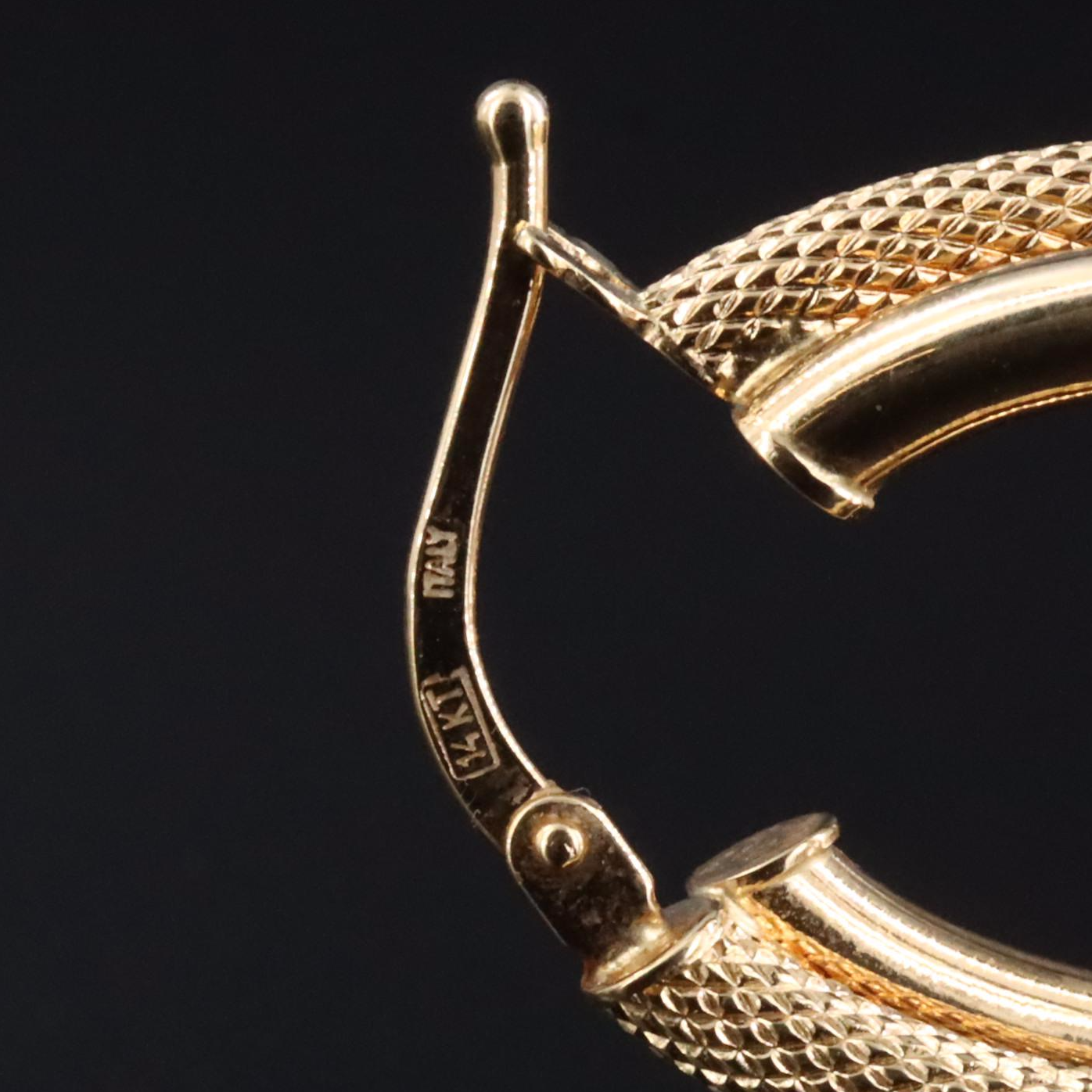 Italian Milor 14K Elongated Double Hoops