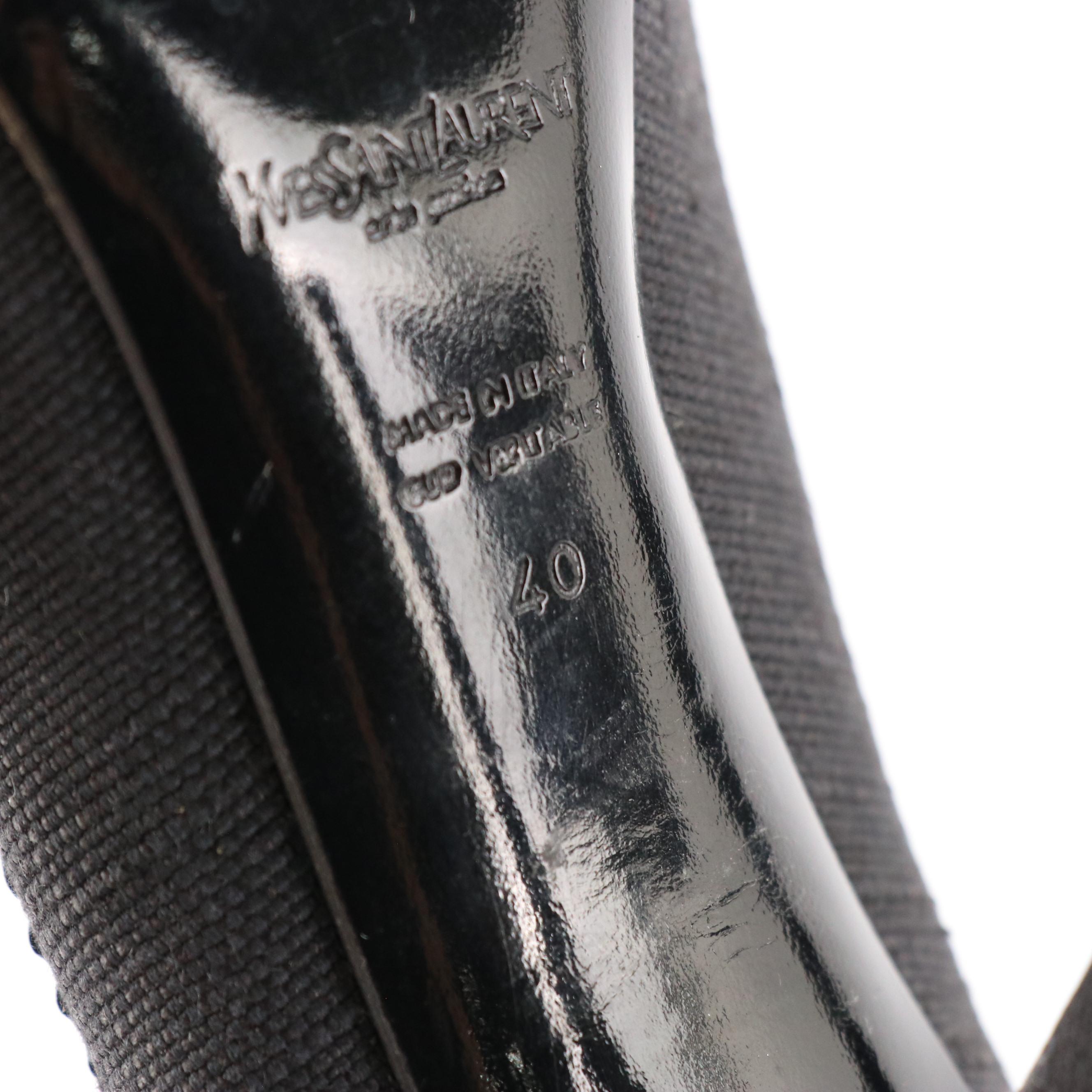 Yves Saint Laurent Black Linen and Patent Leather Pumps