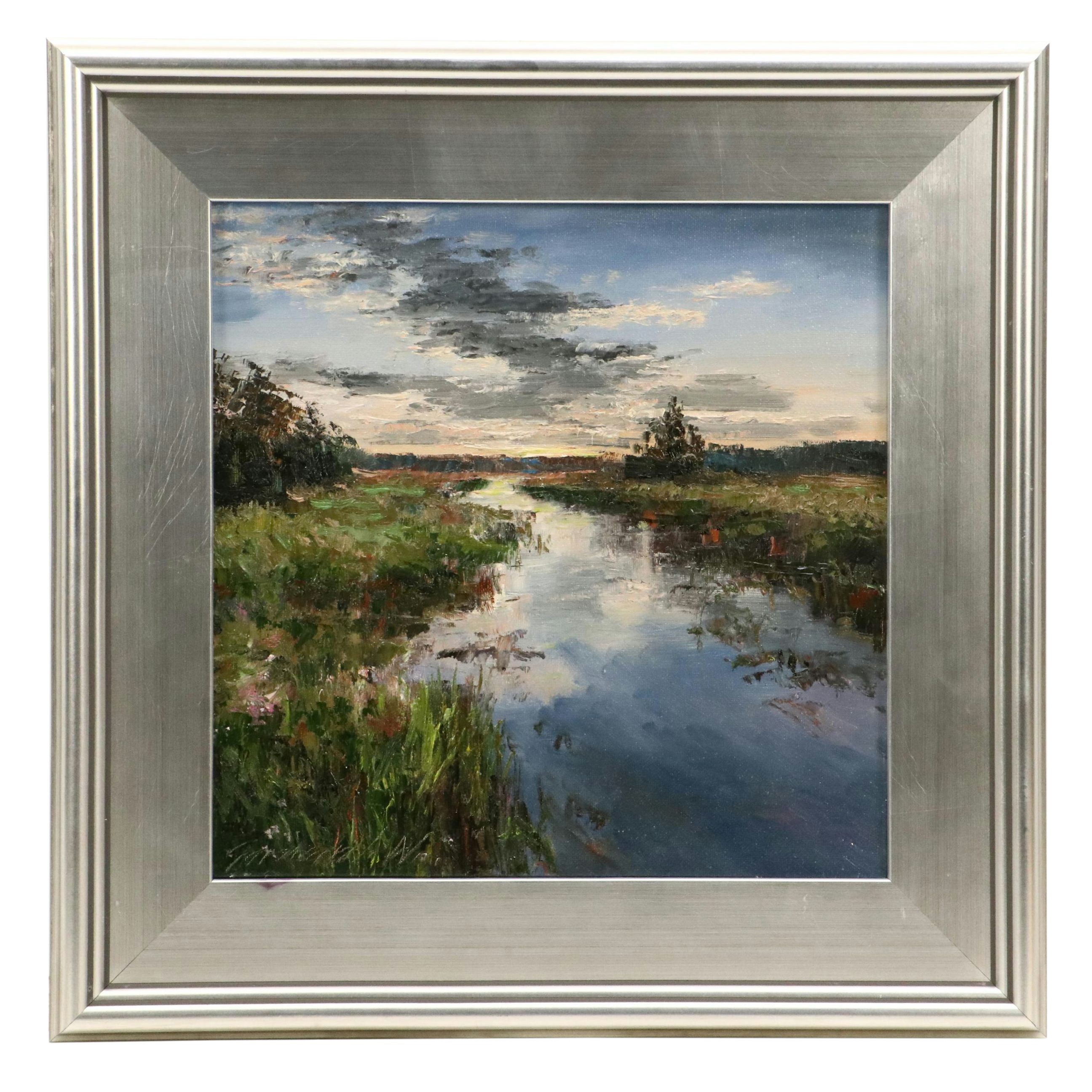Garncarek Aleksander Pond Landscape "Zmierzk" Oil Painting, 2025
