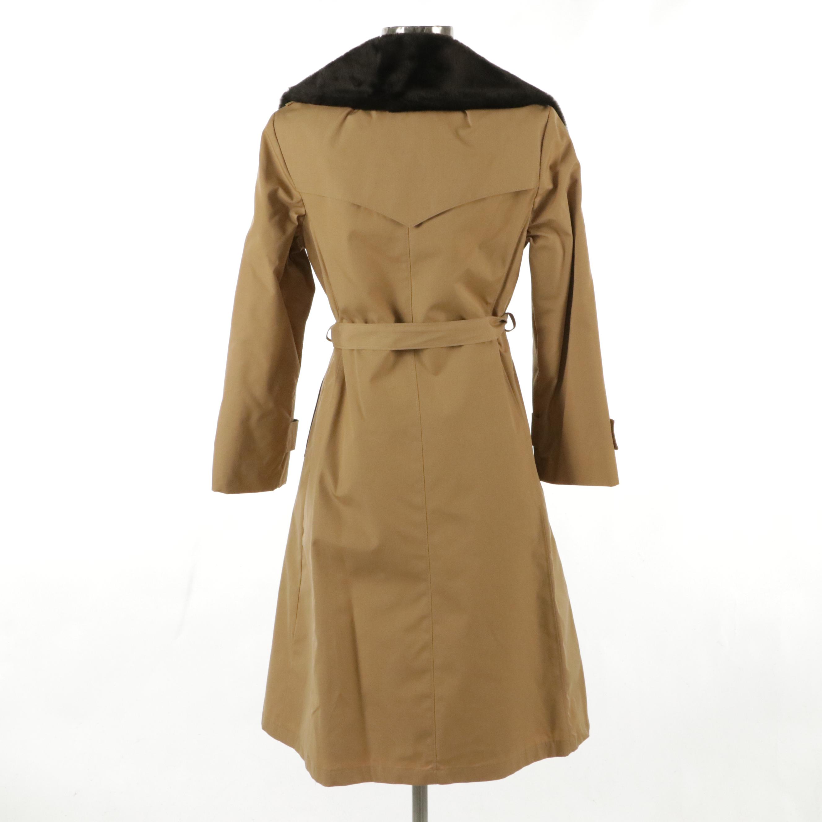 Sears Vintage Faux-Fur Lined Double-Breasted Trench Coat